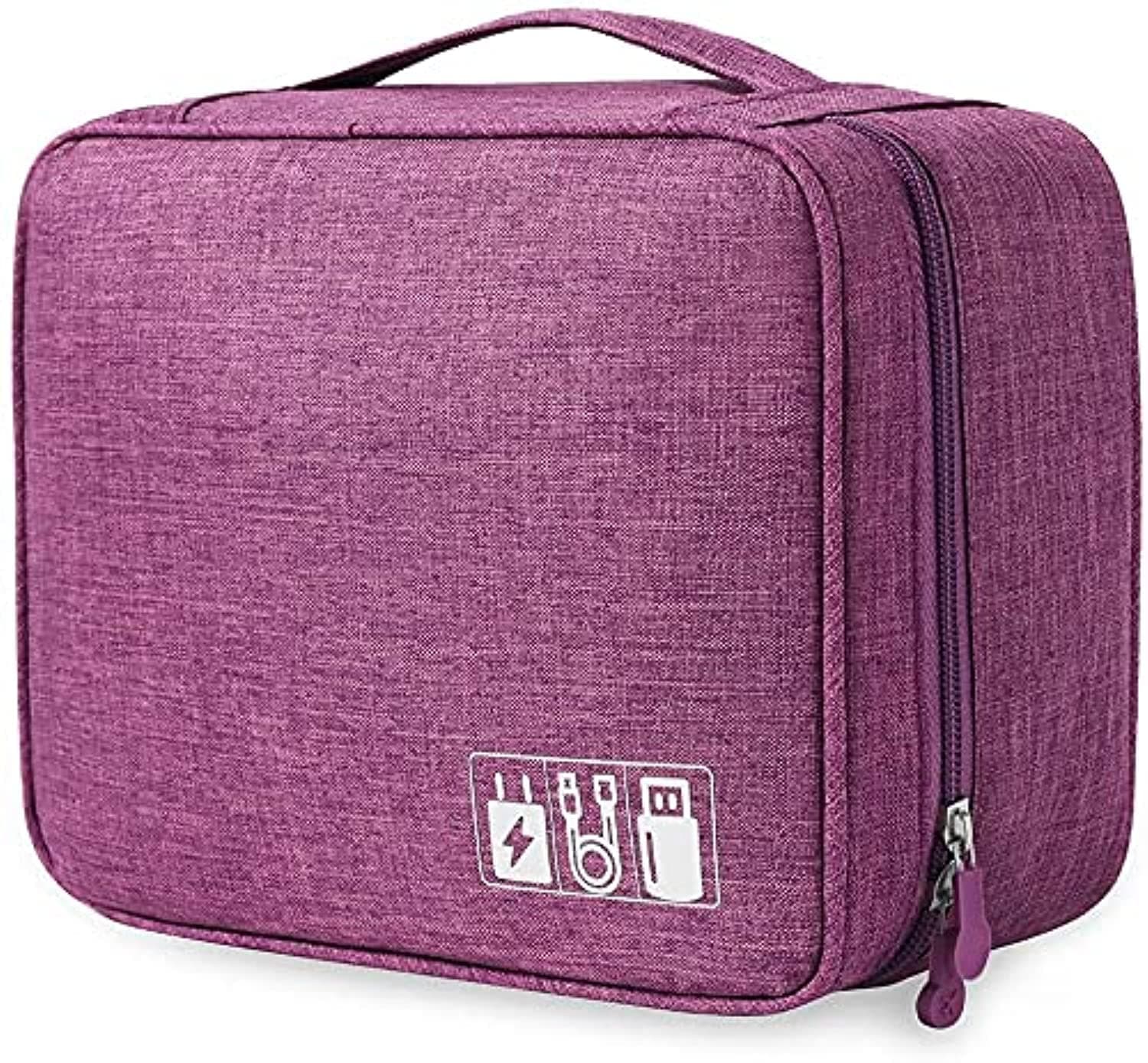 eWINNER Electronics Organizer Case Digital Accessories Cable Organizer Bag Travel Cable Storage Bag for Protects USB Drives/Memory Cards/Chargers/Cords/Adaptors & Other Device Accessories (Purple)