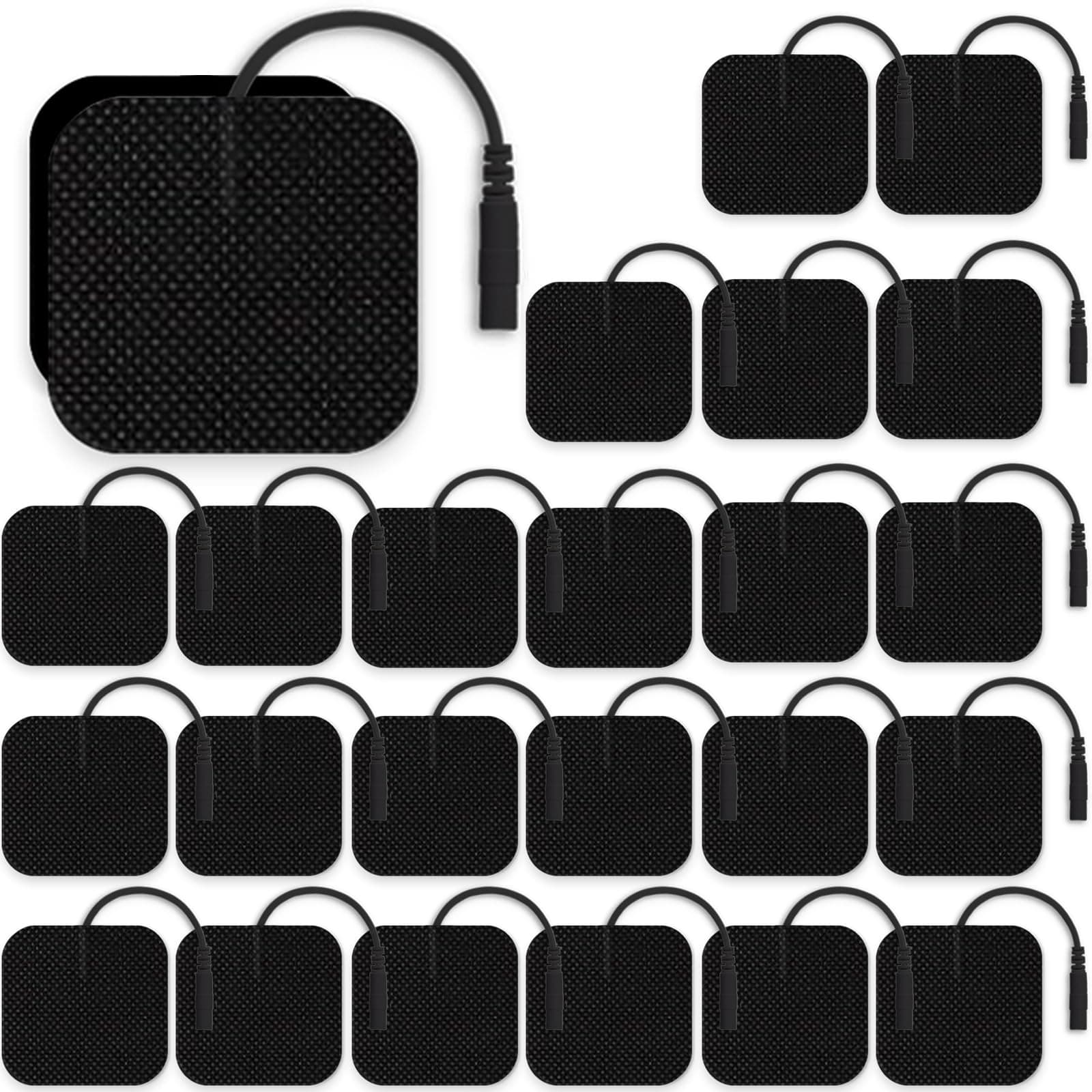 SM Electrodes TENS Unit Pads Replacement Pads for TENS Unit Electrode Pads Electrodes for Tens Unit 2"x2", 24PCS Stim Pads Compatible with AUVON TENS/TENS 7000 Replacement Pads