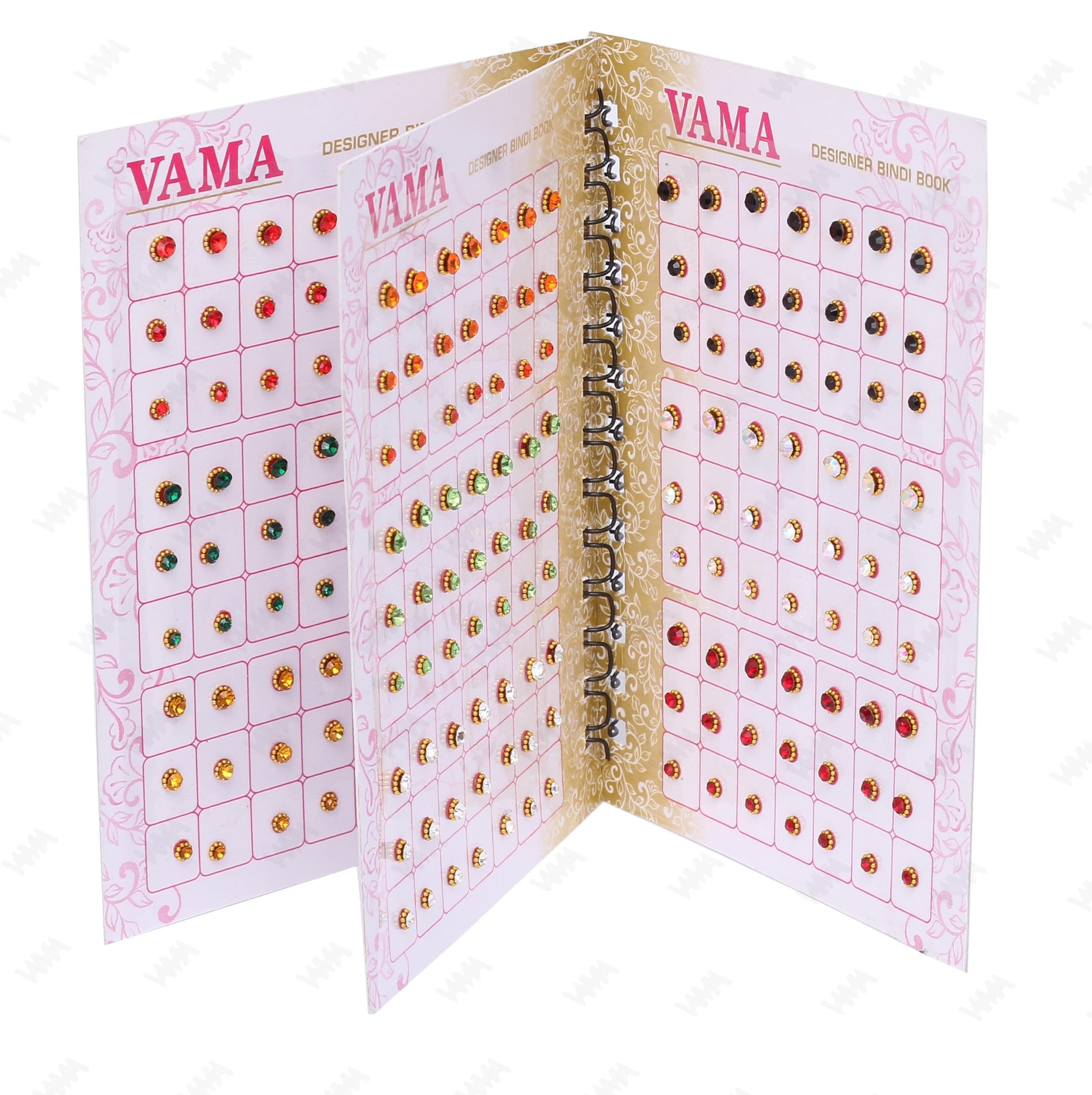 Vama Multicolour Stone Bindis Kumkum Forehead Sticker Bindiya Bindi Booklet For Girls & Women - 252 Book