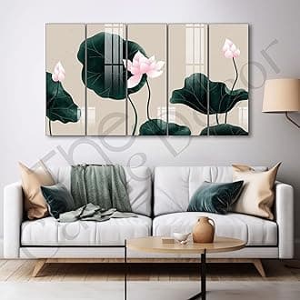 The Castle Decor Lotus painting with frame Big Size 27x48 Wall art for living room,Bedroom,Drawing room,Hotels-Wooden Framed-460