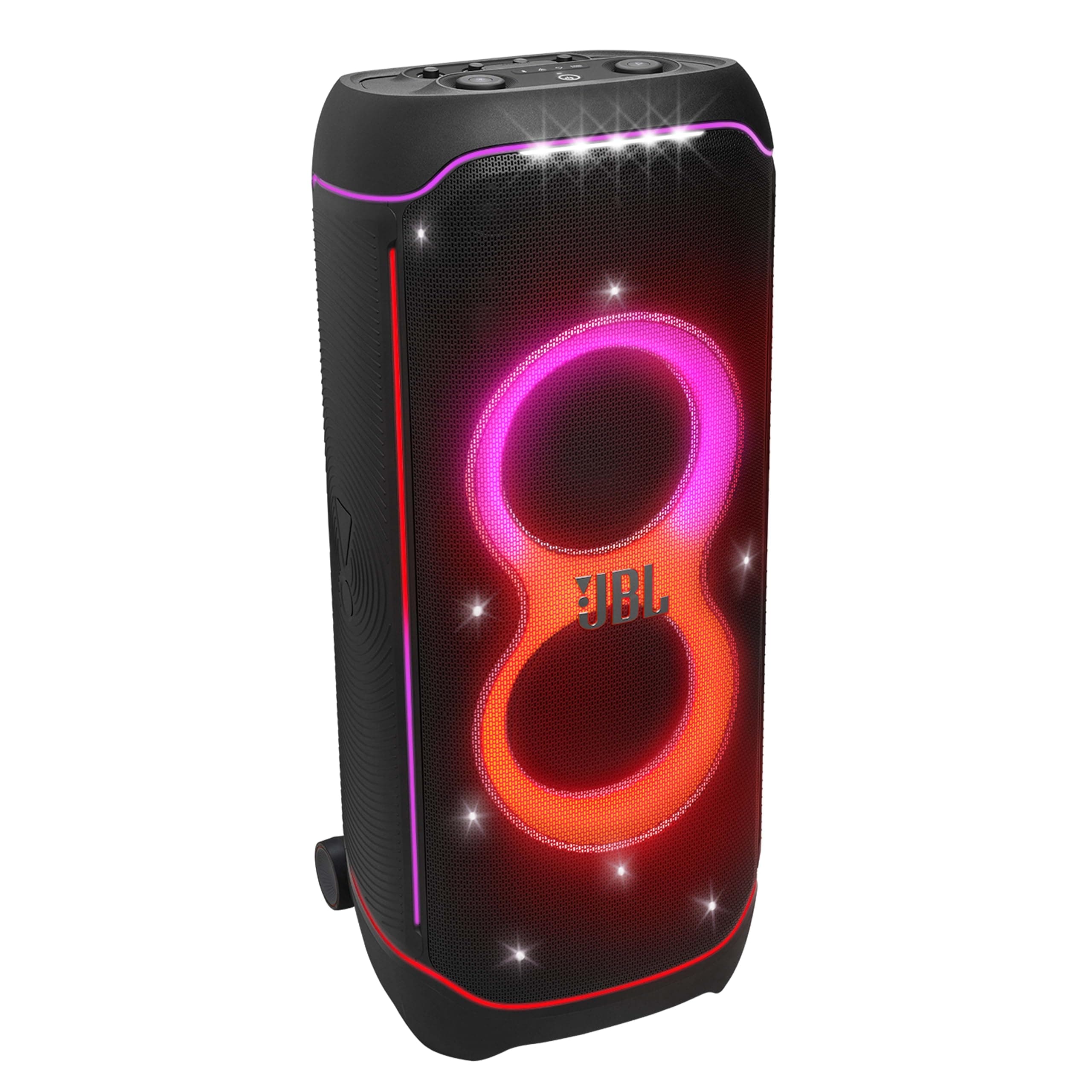 Partybox Ultimate Massive party speaker with powerful sound, multi-dimensional lightshow, and splashproof design.