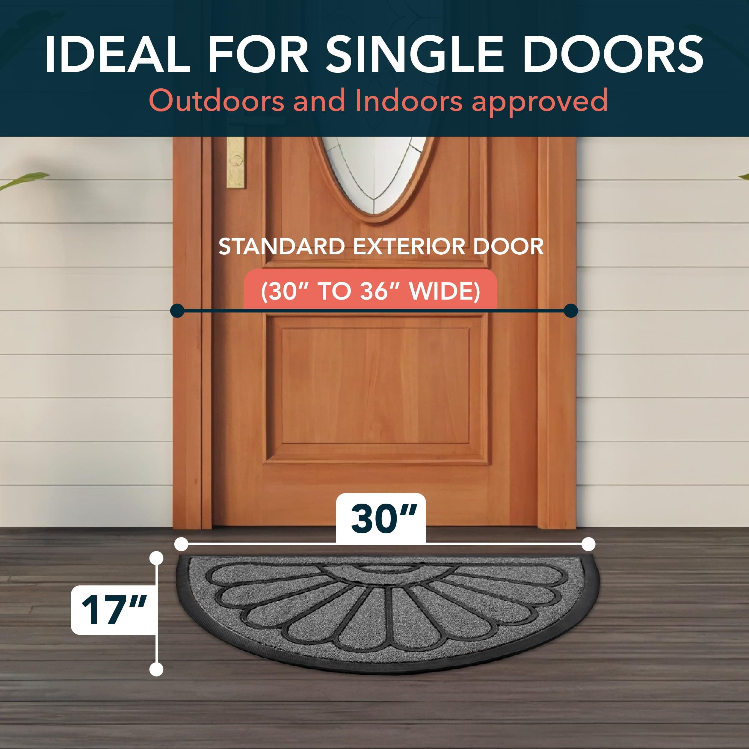 ubdyo Extra Durable Half Round Door Mat - Rubber Doormat - Non-Slip Waterproof Entry Mat (30 x 18) - Green - X-Large - Welcome Mat - Easy Clean - Indoor/Outdoor