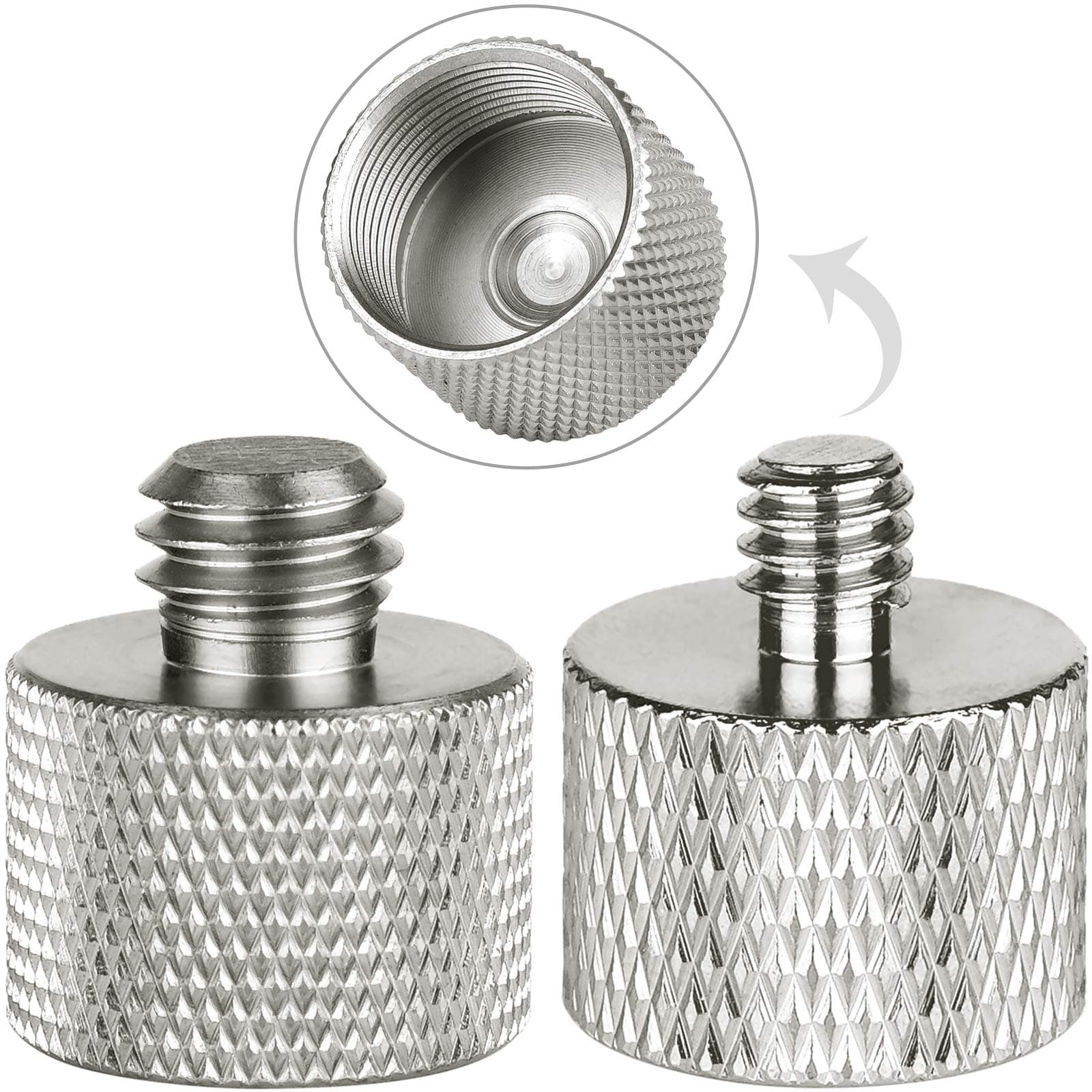 Anwenk Mic Stand Adapter Combo Pack - 5/8 to 1/4 & 5/8 to 3/8 Mic Thread Screw Adapter for Microphone Stand to Tripod