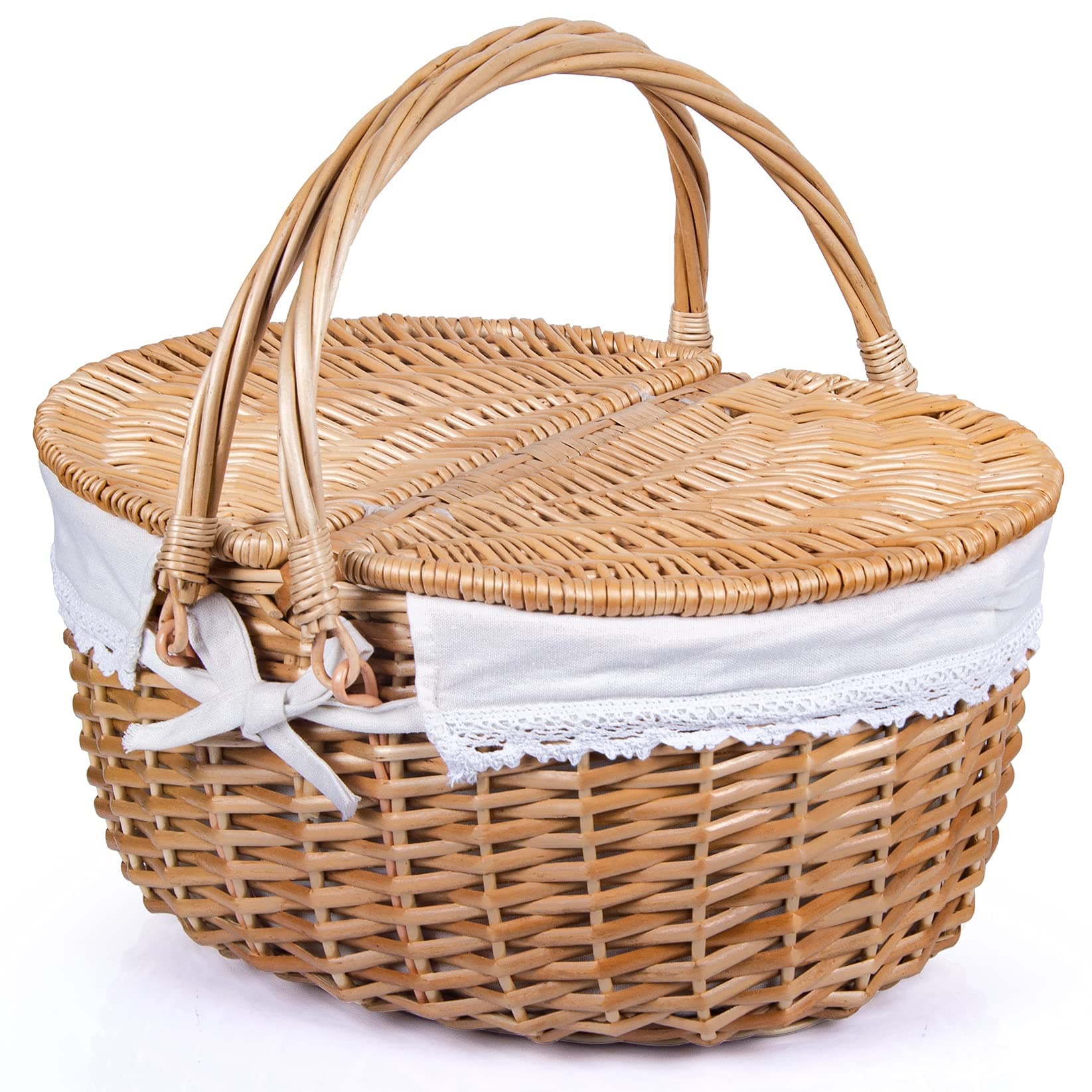 RURALITYWillow Picnic Storage Basket hamper with Lid and Handle