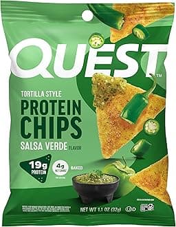 Nutrition Tortilla Style Protein Chips, Salsa Verde, 19g of Protein, 4g Net Carbs, Gluten Free, 1.1 Ounce (Pack of 12)