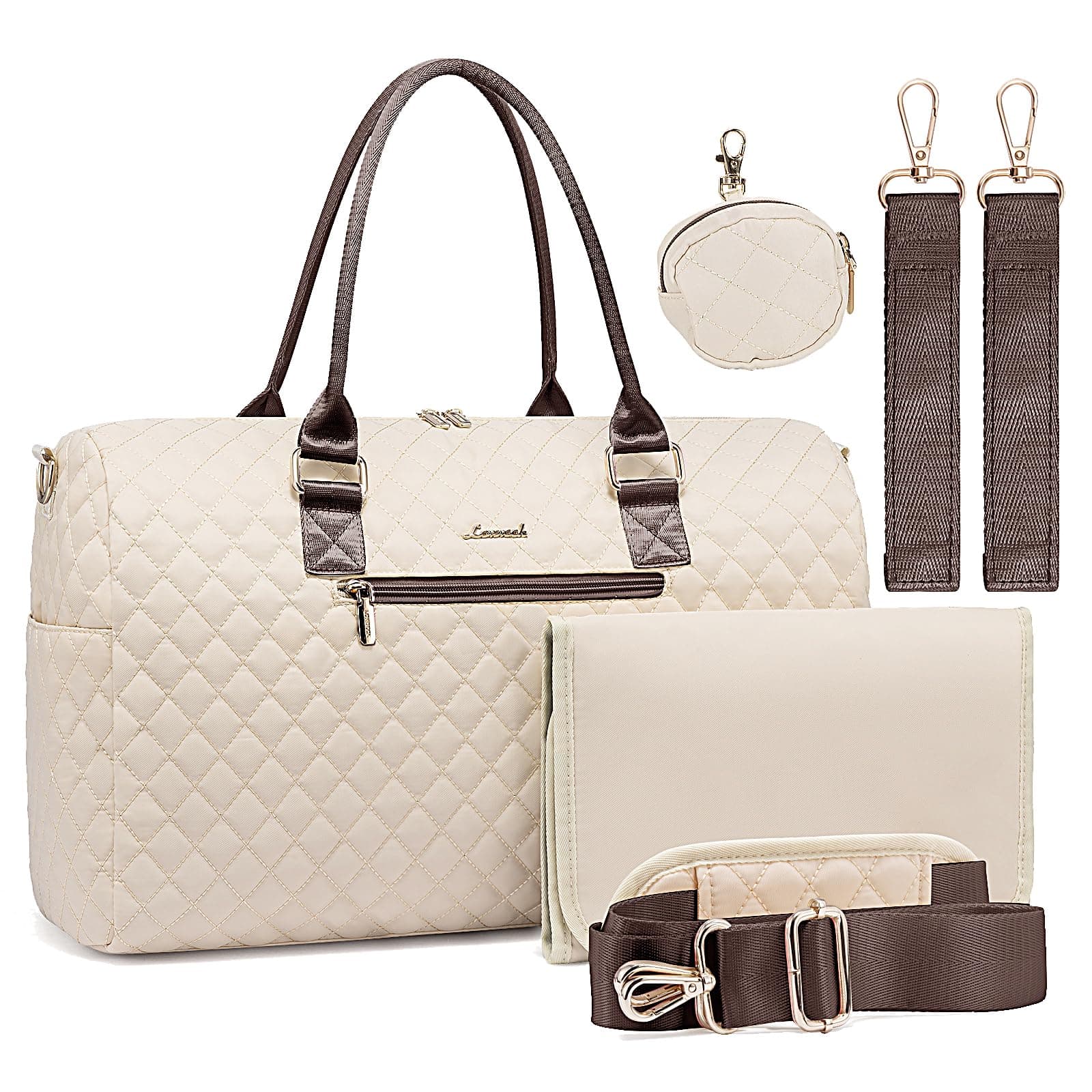 LOVEVOOK Diaper Bag Tote with Pacifier Case and Changing Pad, Large Capacity Mommy Bag for Hospital and Weekender Travel, Functional Baby Bags Newborn Baby Essential