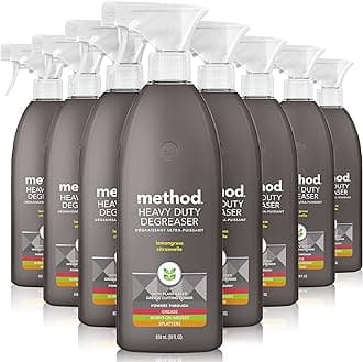 Method Heavy Duty Degreaser, Oven Cleaner & Stove Top Cleaner, Plant-Based Formula Designed to Defeat Your Most Stubborn Stains, Lemongrass Scent, 828 ml Spray Bottles, 8 Pack, Packaging May Vary