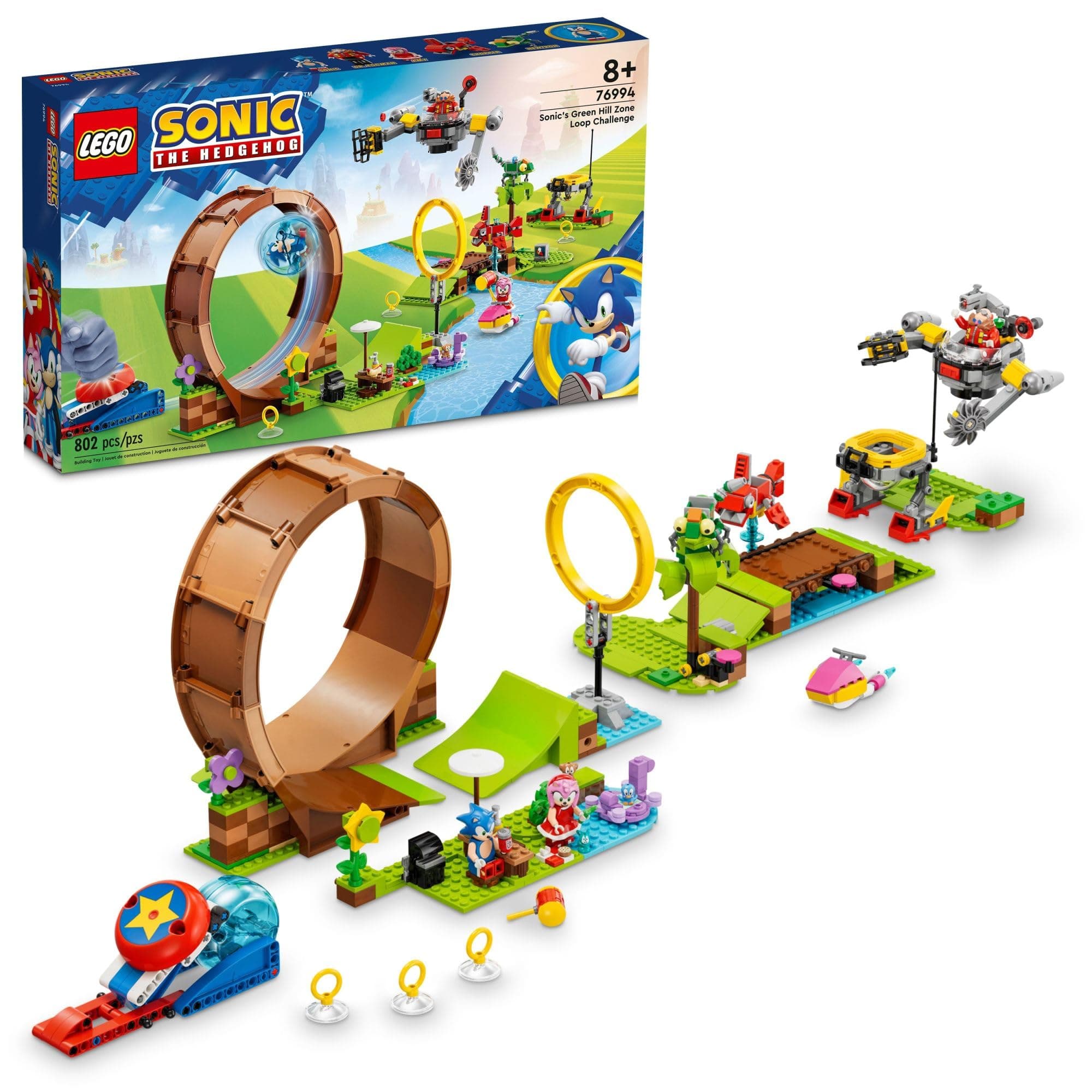 Sonic The Hedgehog Sonic’s Green Hill Zone Loop Challenge 76994 Building Toy Set, Sonic Adventure Toy with 9 Sonic and Friends Characters, Fun for 8 Year Old Gamers and Young Fans