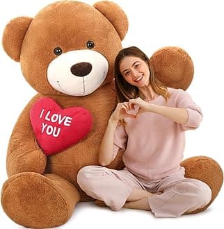 MaoGoLan Giant Teddy Bear 6 Feet- I Love You Red Heart Big Dark Brown Bear Stuffed Animal - Huge Valentines Teddy Bear for Girlfriend,Boyfriend,Wife,Lover - Anniversary, Birthday