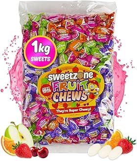 Fruit Chews - 1kg Bag of Sweets - Enjot the Irresistible Gummy Sweets and Chewy Sweet Fruity Candy - Experience the Burst of Fruity Flavours in Every Piece - Halal Sweet for Everyone