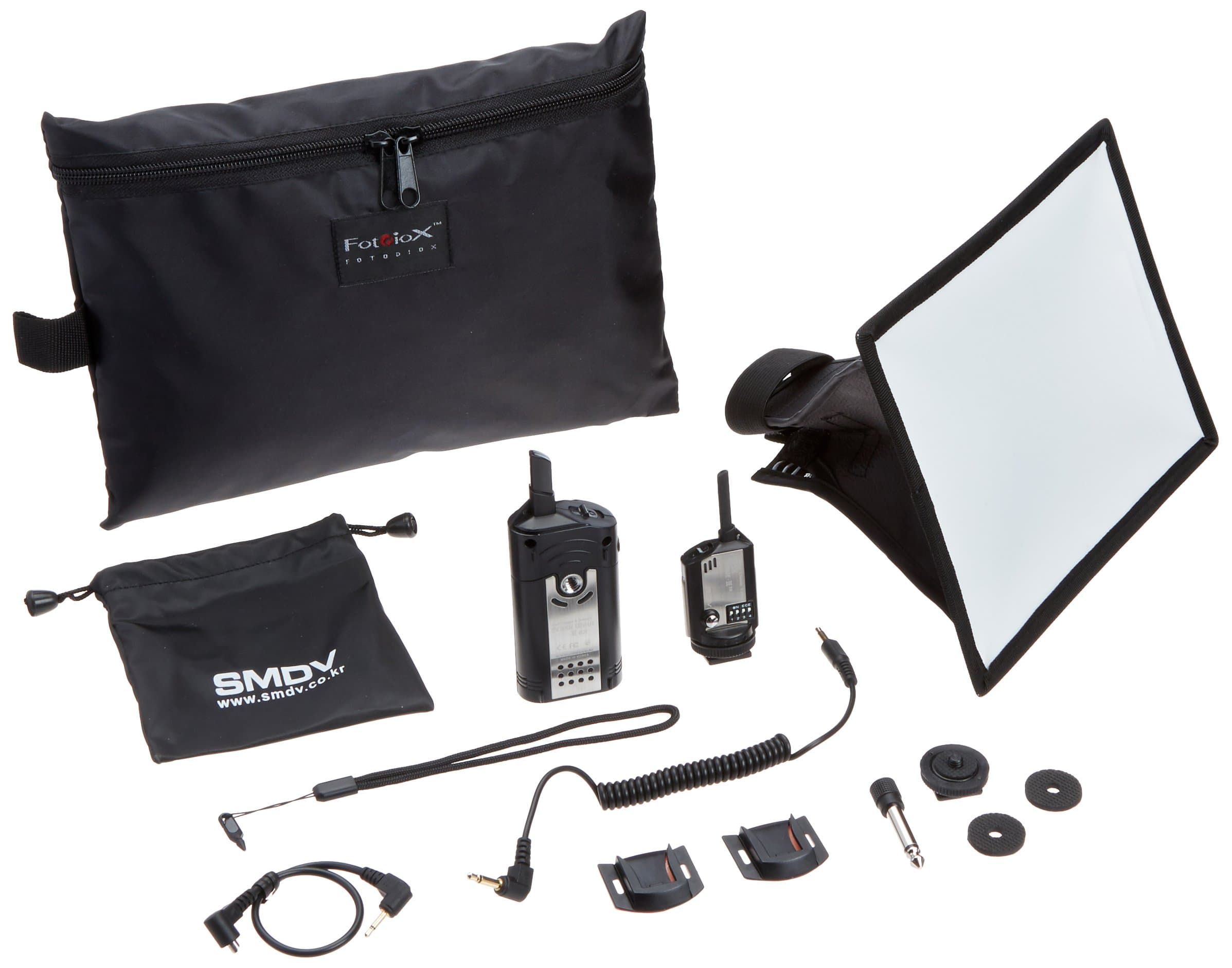 SMDV 16 Channel Flash Wave III Radio Trigger 2.4 GHz Kit (1x transmitter TX, 1x Receiver RX, 1x Promotional 6"x8" Flash Softbox) - for Canon, Nikon, Pentax, Olympus, Nissin, Flash, and Studio Strobe