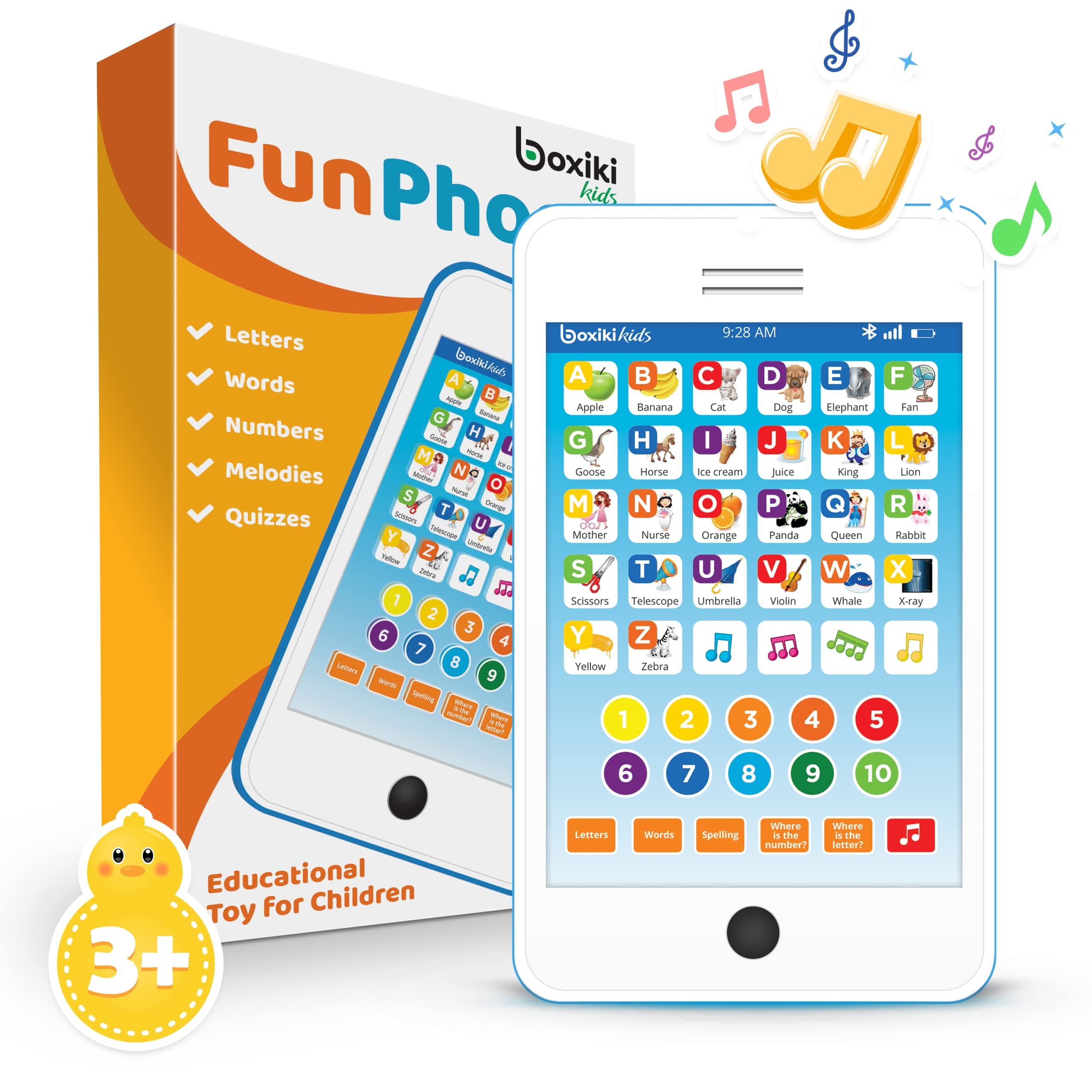 Kids Learning Tablet - Learning Pad Fun Phone with 6 Toddler Learning Games for Letters, Numbers, Words and Spelling - Touch and Learn Interactive Educational Toy for Nursery, Reception and Year 1