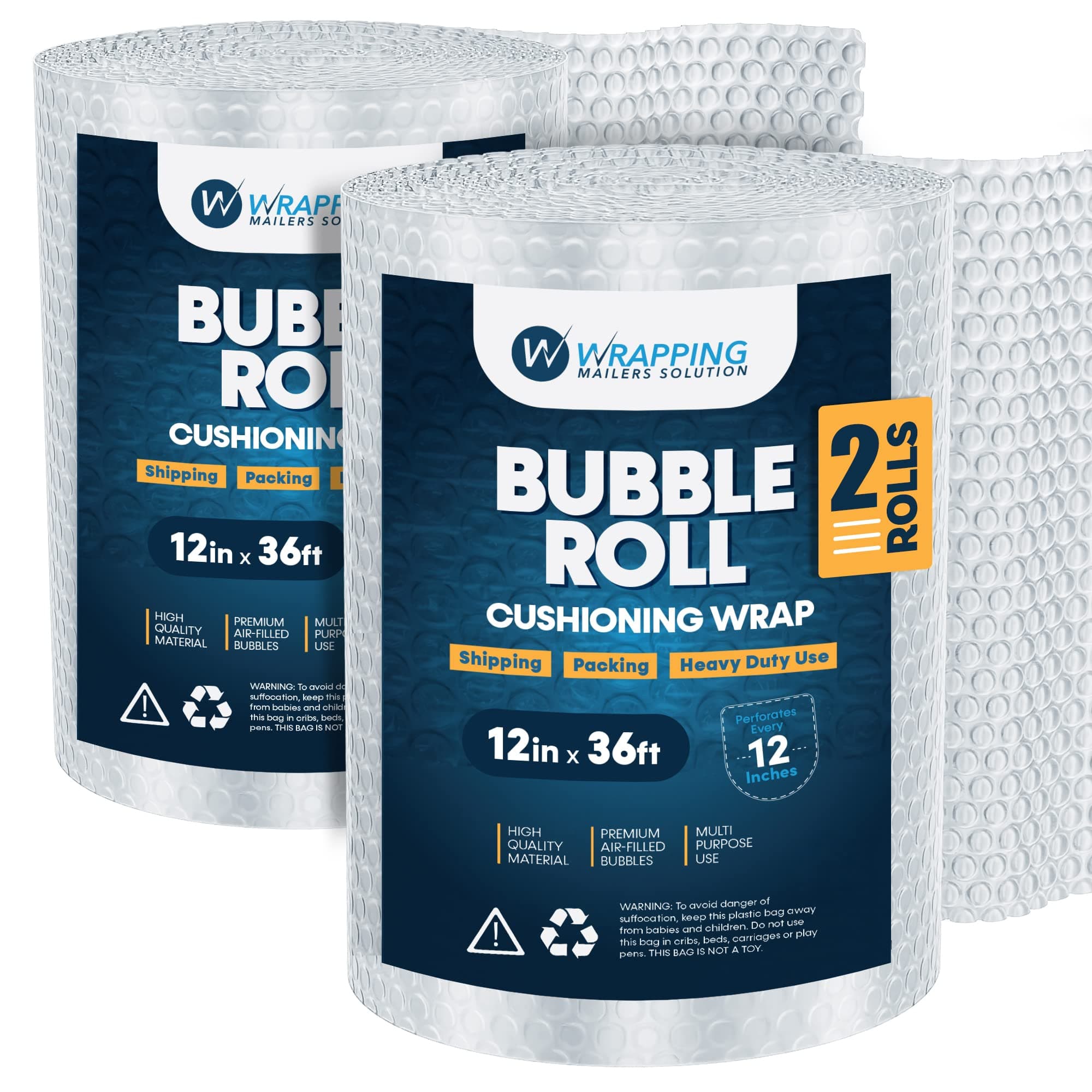 Bubble Cushioning Wrap Bubble Rolls Perforated Every 12 Inches - 12 Inches x 72 Feet Total - Ideal for Shipping Packing Moving Bubble Packing Moving Wrap