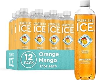 Sparkling Ice, Orange Mango Sparkling Water, Zero Sugar Flavored Water, with Vitamins and Antioxidants, Low Calorie Beverage, 17 fl oz Bottles (Pack of 12)