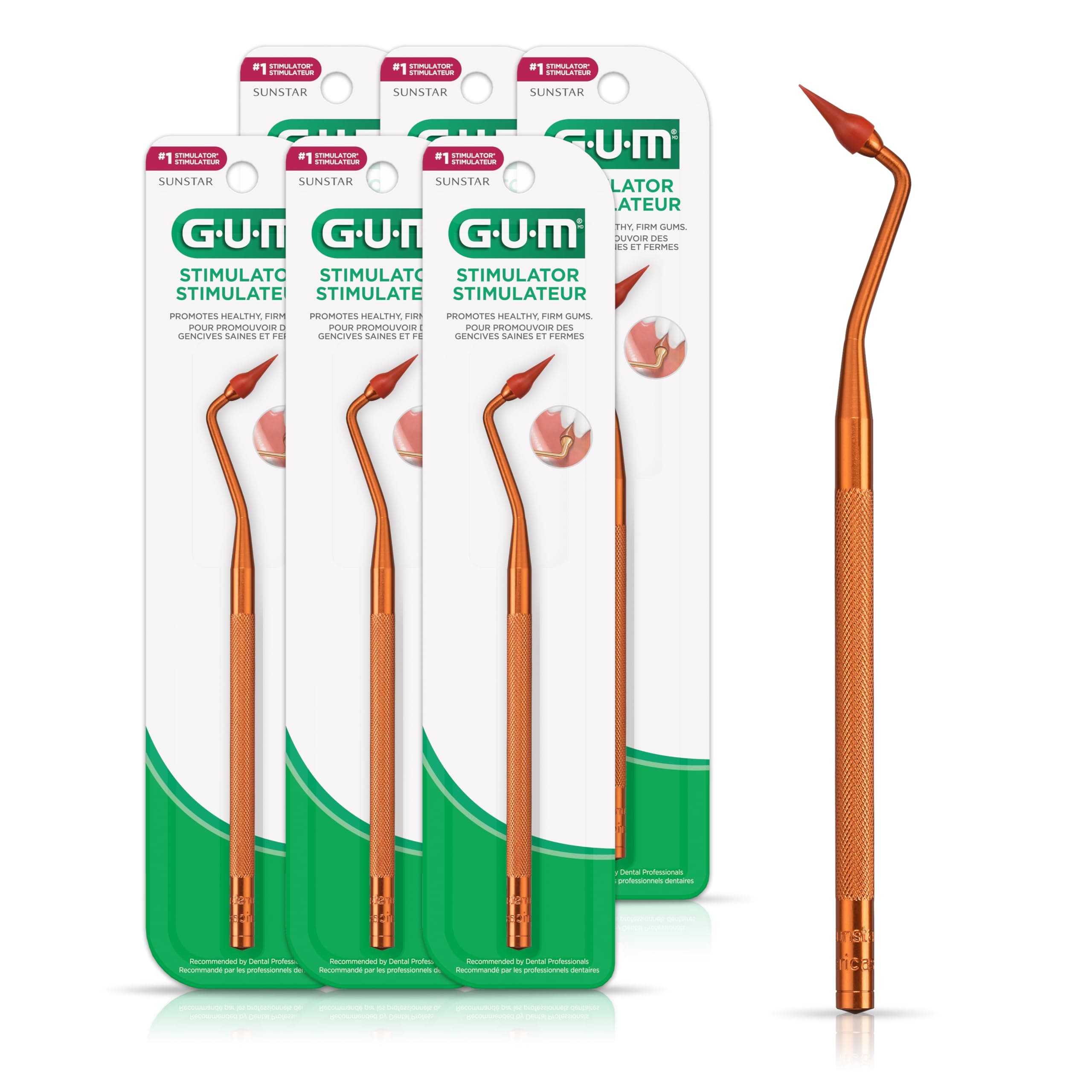 GUM Stimulator Permanent Handle with Rubber Tip (Pack of 6)