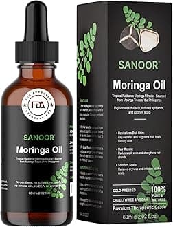SANOOR Moringa Miracle Oil | FBA Approved | 100% Pure & Cold-Pressed | Deeply Hydrating Oil for Hair & Skin with Natural Nutrient-Rich Hair Butter for Strength & Shine | 2.02oz (60ml)