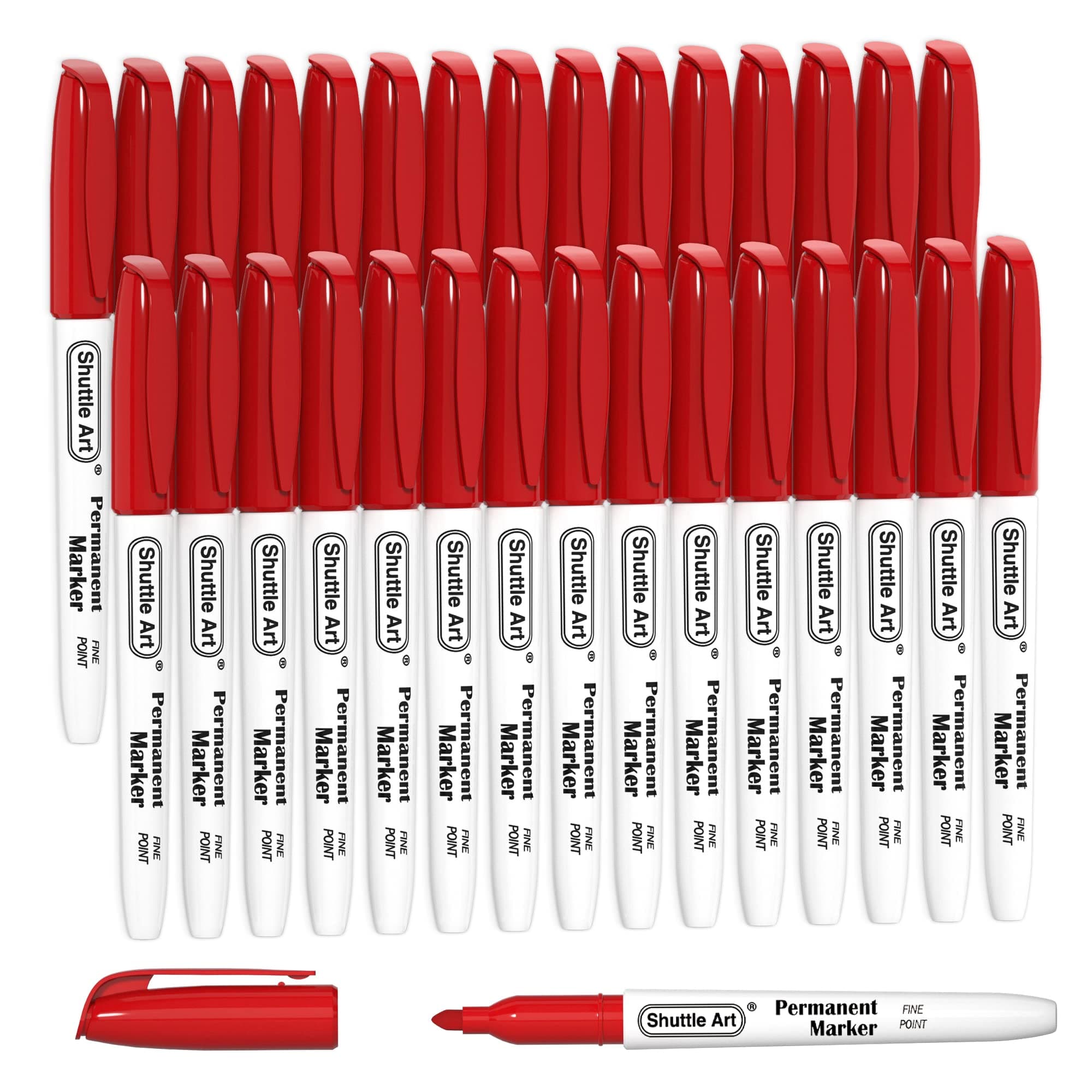 Permanent Markers, 30 Pack Red Permanent Marker set,Fine Point, Works on Plastic,Wood,Stone,Metal and Glass for Doodling, Marking…