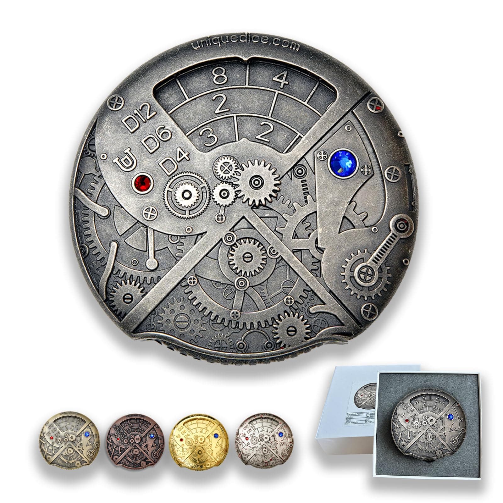 UD Unique Dice Fidget Dice Spinner Mechanical Dice Roulette Dice DND Dungeons and Dragons Spinner Dice Playing Dice with Gift Box for Shadowrun, Pathfinder, Warhammer and TRPG