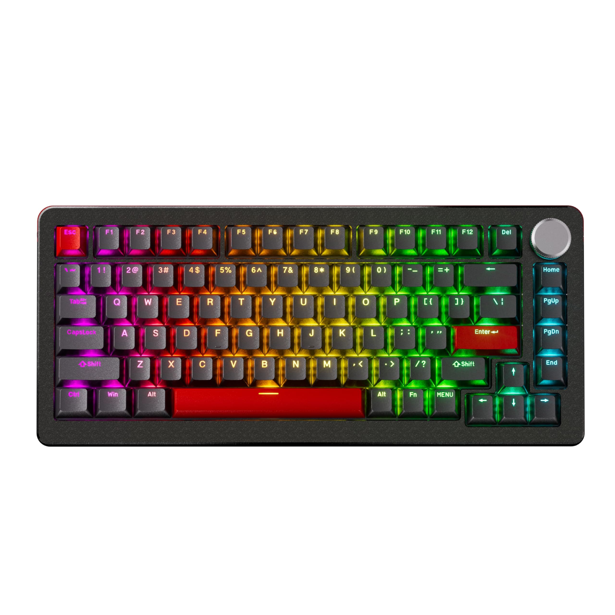 A75 Pro Magnetic Switch Keyboard Rapid Trigger Mechanical Gaming Keyboard Adjustable Actuation Hall Switches PBT Keycap RGB Compact TKL 82Keys USB Wired with Knob