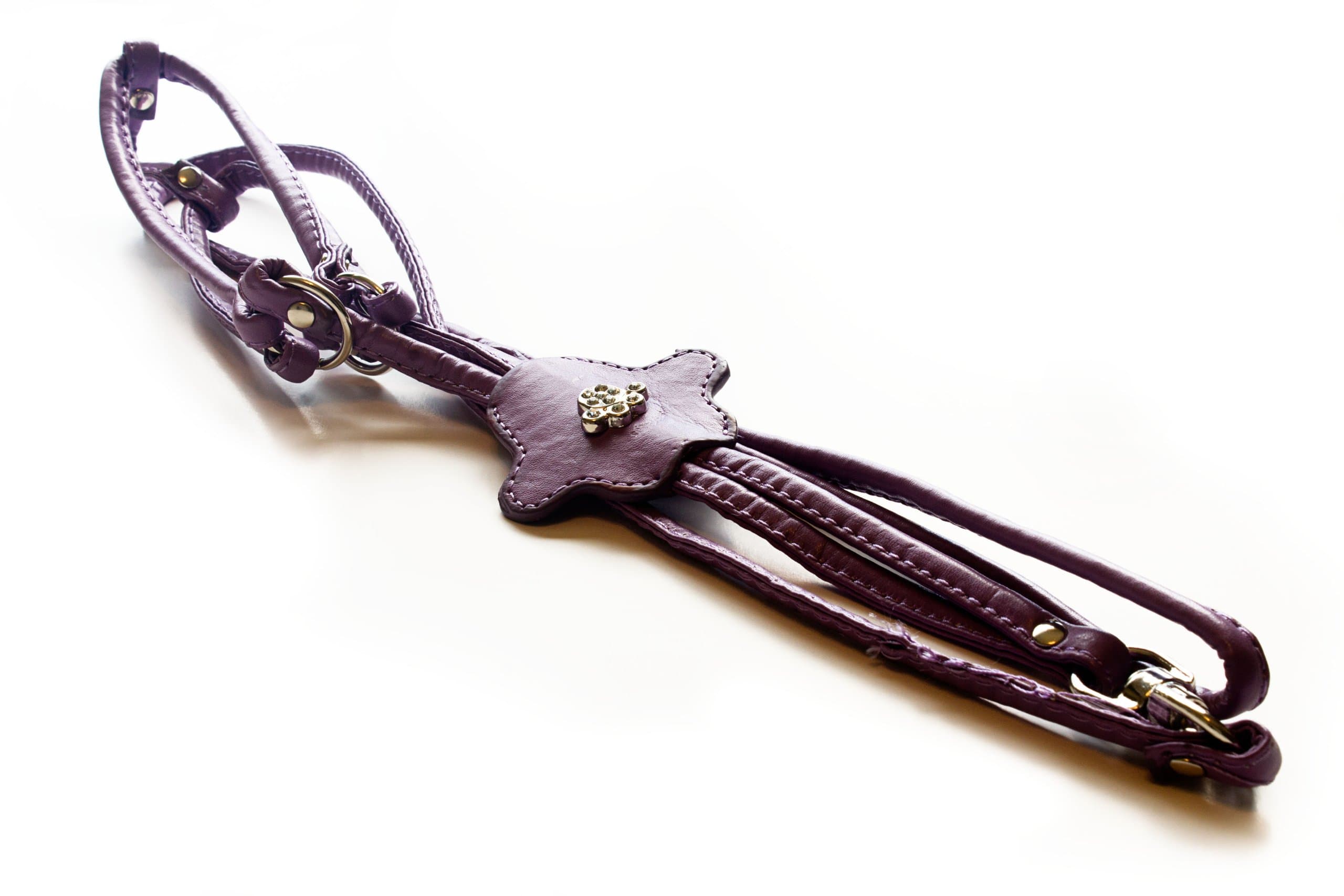 Bow-Wow Bling SSG-003MPP Step Slide and Go Series Leash and Harness, Medium, Purple