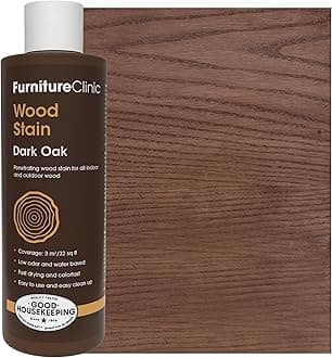 Furniture Clinic Wood Stain (Dark Oak) – Fast Drying, Highly Concentrated, and Easy-to-Apply Wood Stain for All Indoor & Outdoor Wood – Water Based & Non-Toxic – 250ml