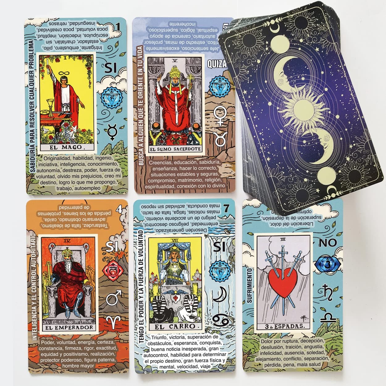 Tarot Cards for Beginners, Learning Tarot Deck, No Guide Book Needed, Tarot Cards with Meanings on Them (Español)