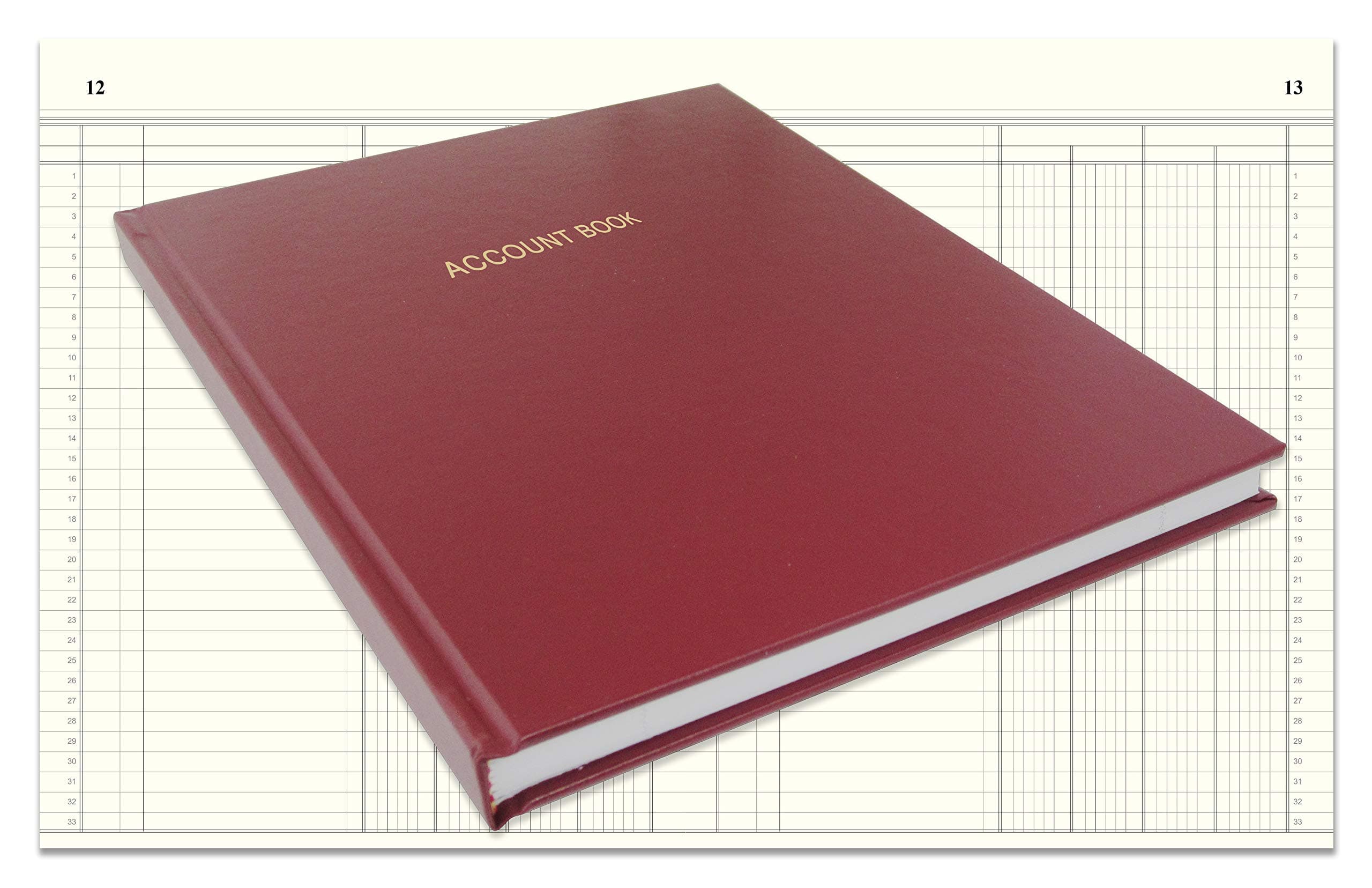 BookFactory Account Book Ledger Book Accounting Notebook (4 Column Four Columns Columnar Book Format) - 96 Pages, 8'' x 10'', Burgundy Cover, Section Sewn Hardbound (Made in USA)