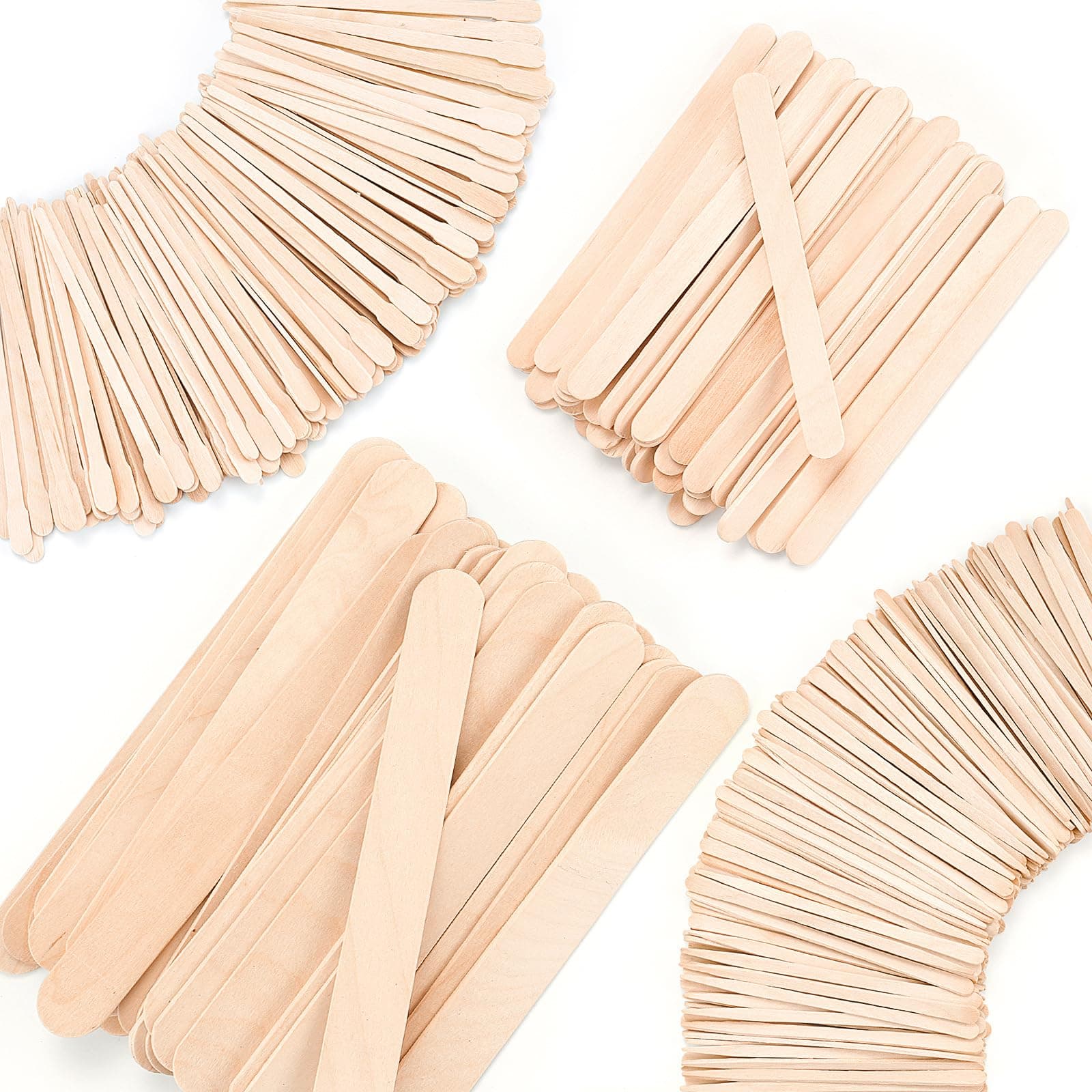 EWVVSS 4 Styles 500 Pcs Waxing Sticks Assorted Wax Applicator Sticks For Body Legs Face With Small Medium Large Sizes Wood Popsicle Sticks For Waxing Or Wood Craft Sticks