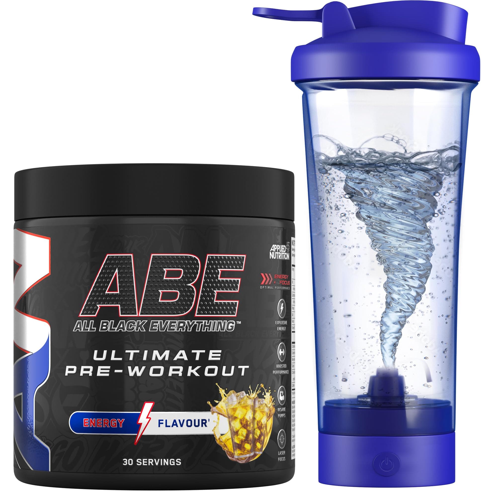 Bundle ABE Pre Workout 375g + Electric Shaker | All Black Everything Pre Workout Powder, Energy Drink, Physical Performance, Creatine, Beta Alanine, Caffeine (Energy Flavour)