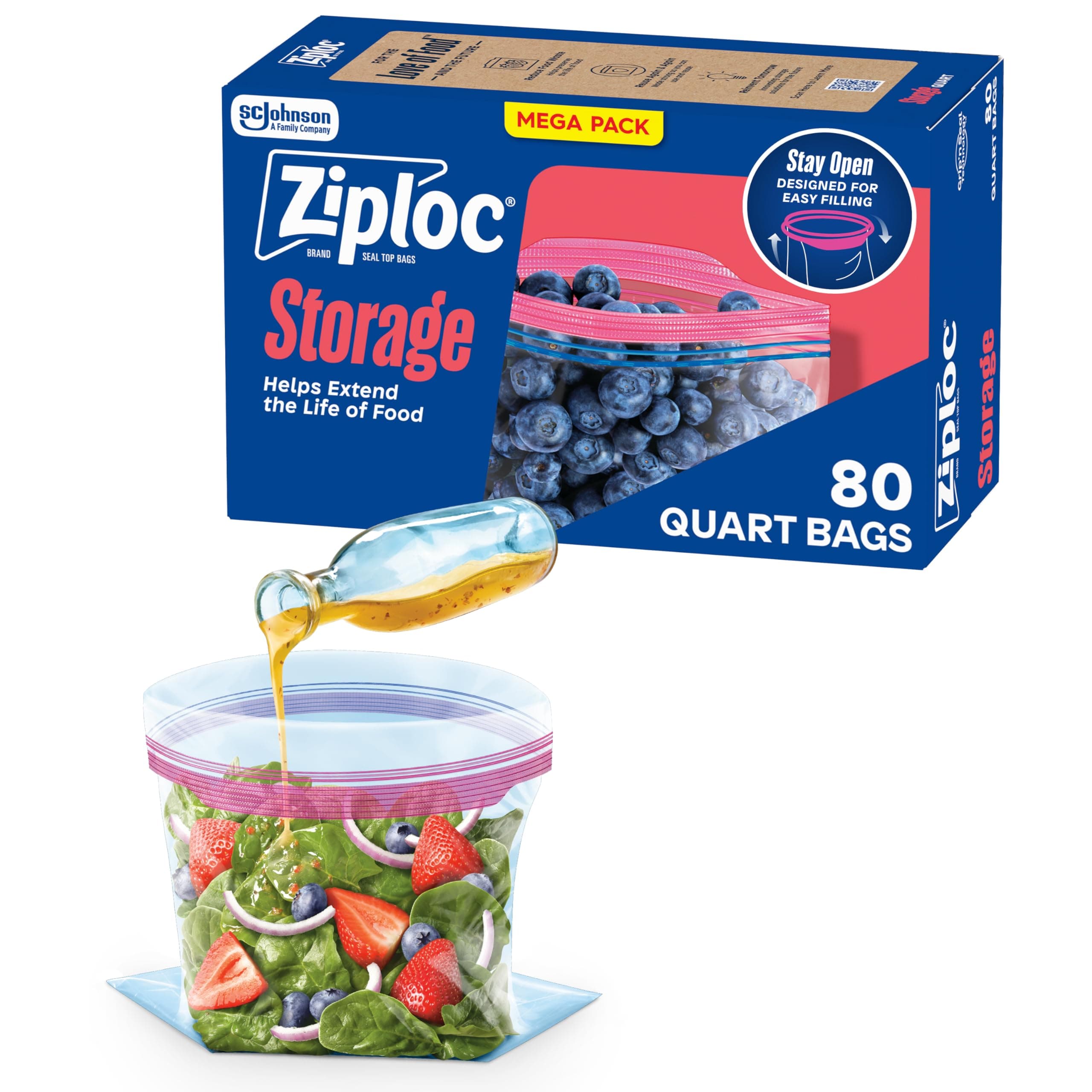 Ziploc Storage Quart Bags, 80.0 Count by Ziploc