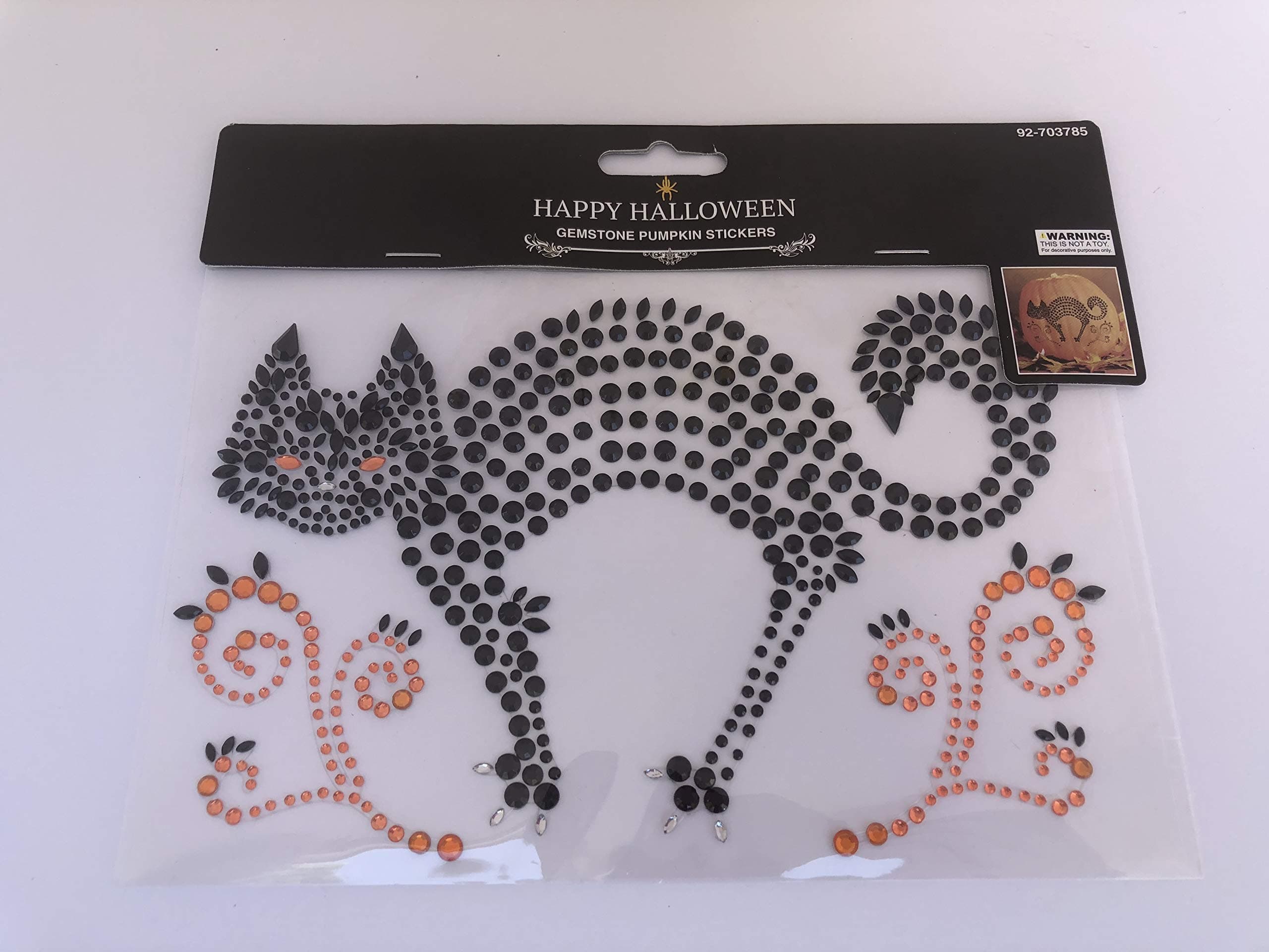 Pumpkin Decorating Stickers Gemstone Blings (Black Cat)