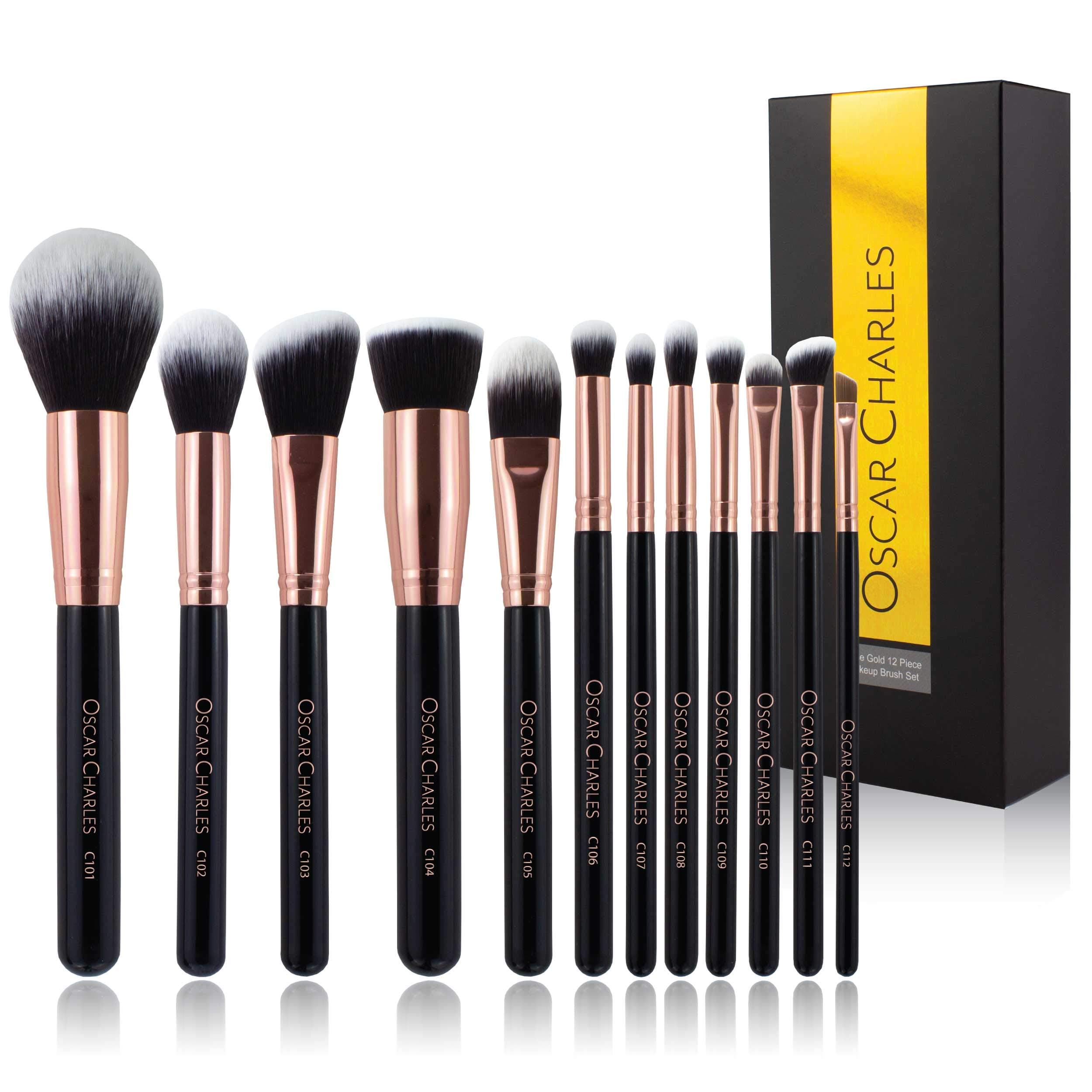 Makeup Brush Set, 12 Piece Makeup Brushes Set Professional, Six Face Make up Brushes & Six Eye Makeup Brushes Set - Rose Gold