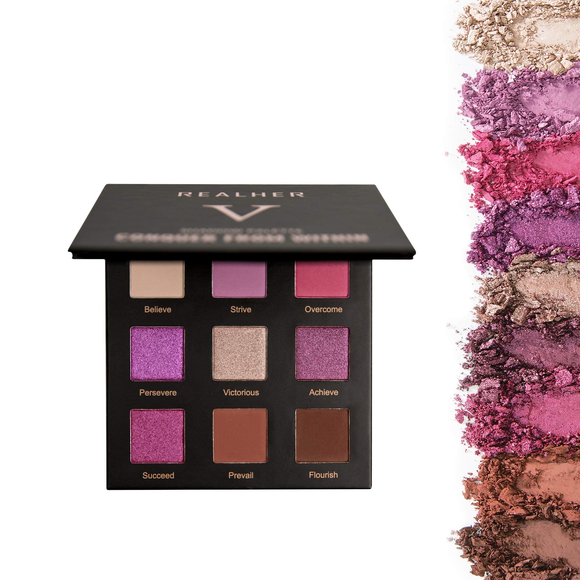 REALHER Eyeshadow Palette V - Conquer From Within - 9 Shades - Bright Magentas, Soft Lilac, Deep Plum
