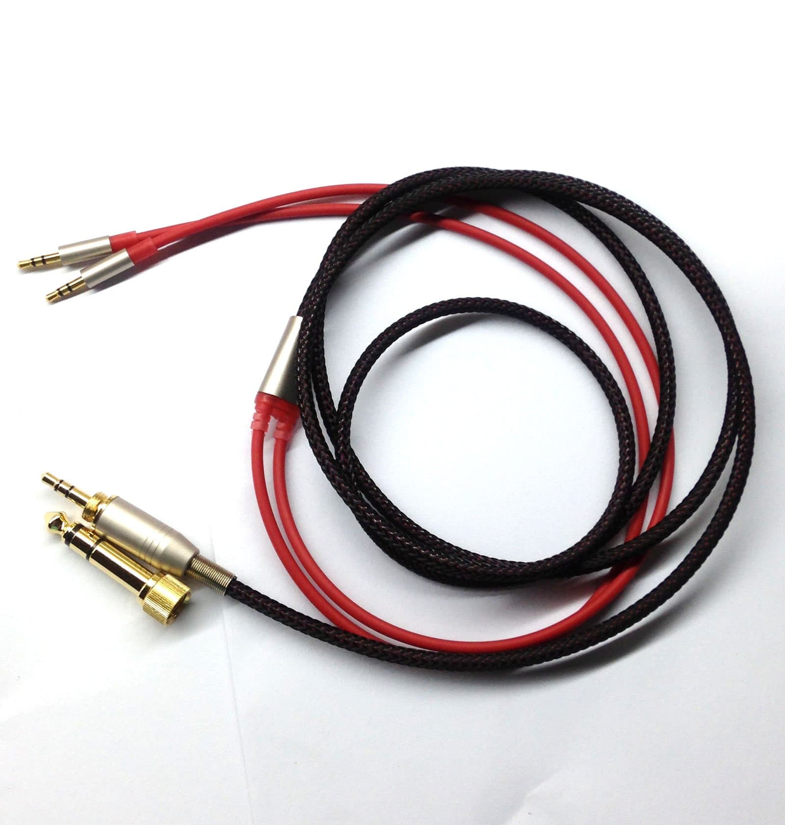 Replacement Cable Compatible Hifiman HE400S, HE-400I, HE-400i（2.5mm Plug Version）, HE560, HE-350, HE1000, HE1000 V2 Headphone 3.5mm and 6.35mm to Dual 2.5mm Jack Male Cord Red 1.5m/4.5ft