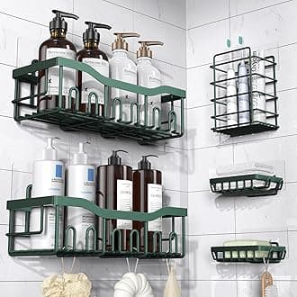 EUDELE 5-Pack Rustproof Stainless Steel Shower Caddy – No Drill Adhesive Bathroom Organizer with Large Capacity, Spacious Shower Shelves for Inside Shower, Kitchen & Home Decor Storage