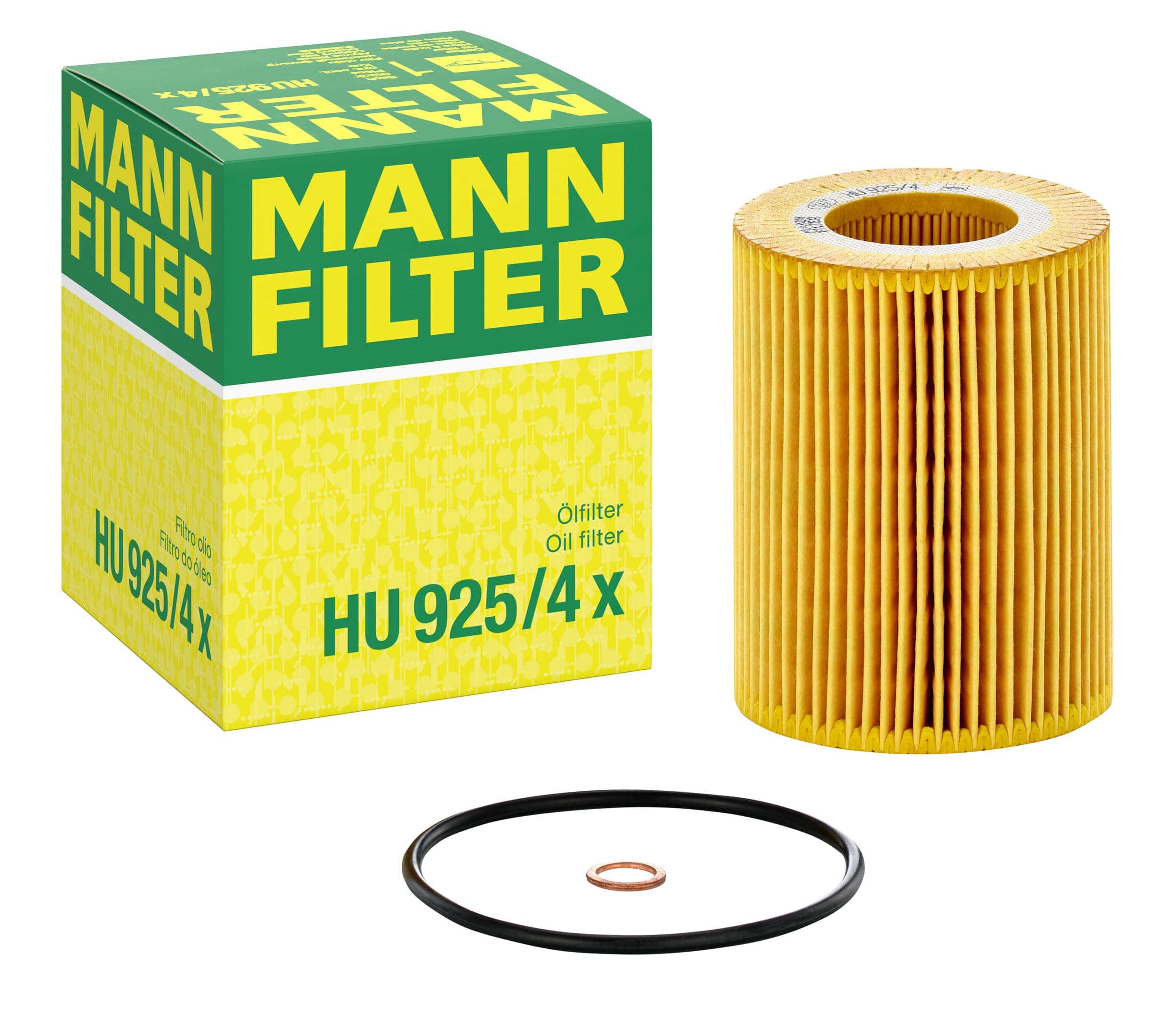 HU 925/4 x Cartridge Oil Filter Replacement with Oil Drain Plug Gasket Compatible With BMW 320i (2001-2005), 323Ci (2000), 323i (1997-2001), 323is (1998-1999), 325Ci (2001-2006)
