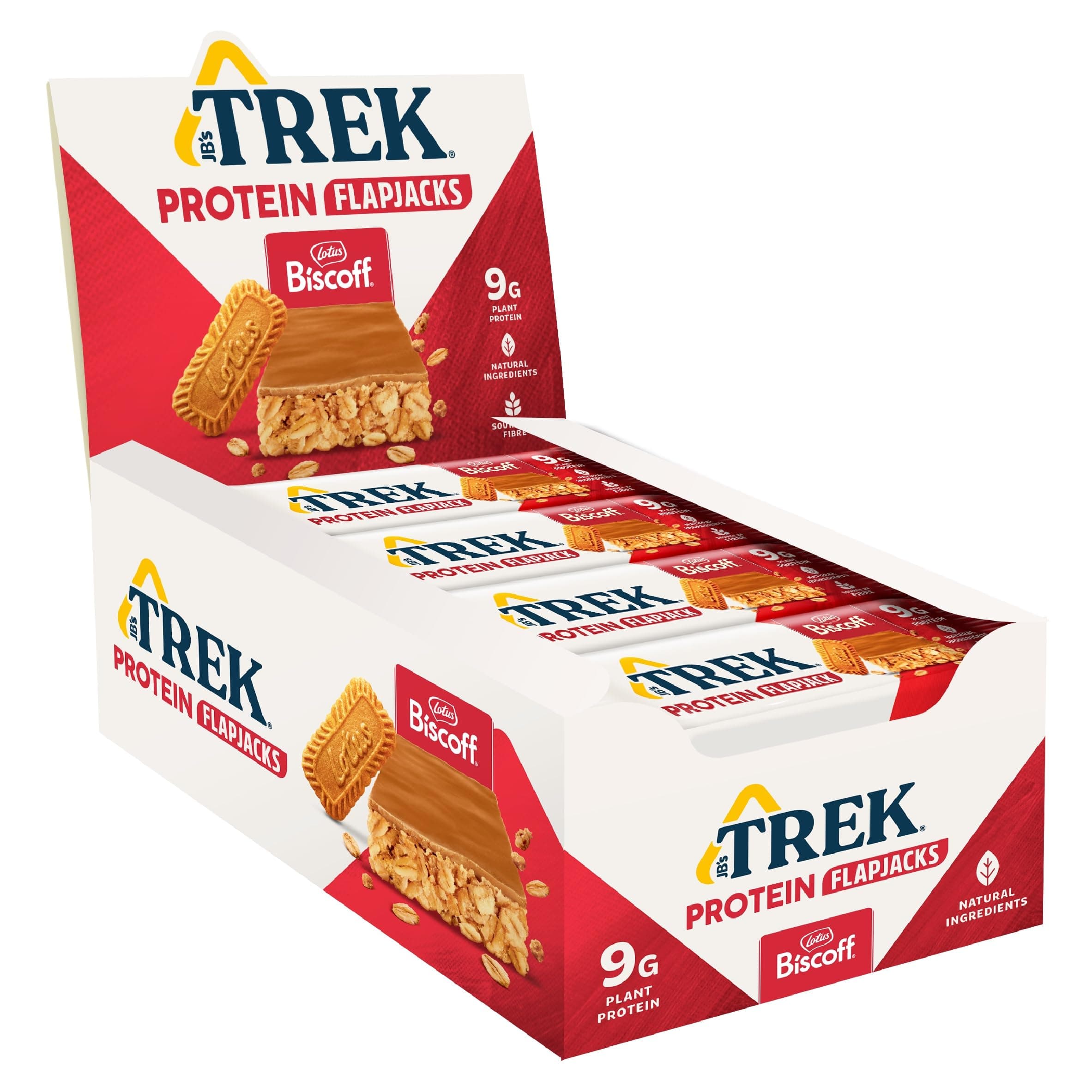 JB's TREK High Protein Flapjack Biscoff - Plant Based - Vegan Snack - 50 g x 16 bars