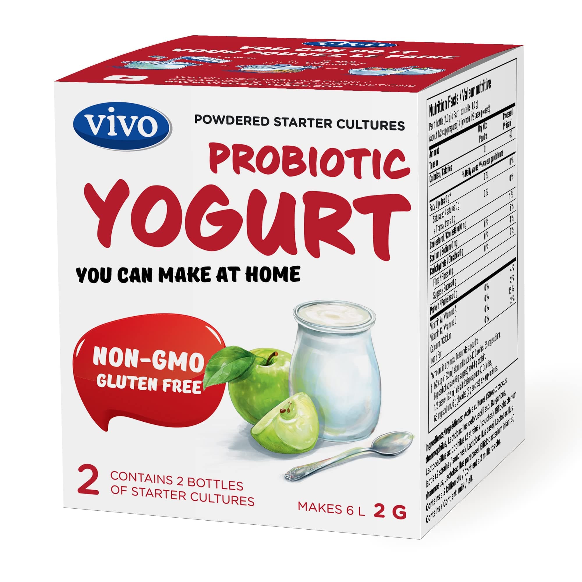 Probiotic Yogurt Starter/Natural (5 Boxes. 10 Bottles) Makes up to 30 quarts of Yogurt.