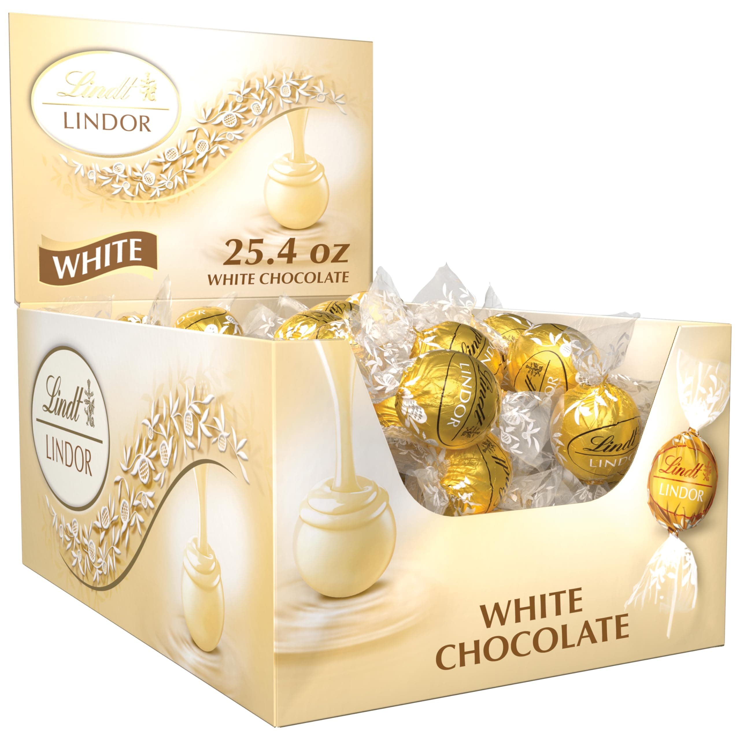 LINDOR White Chocolate Candy Truffles, White Chocolate Candy with Smooth, Melting Truffle Center, 25.4 oz., 60 Count