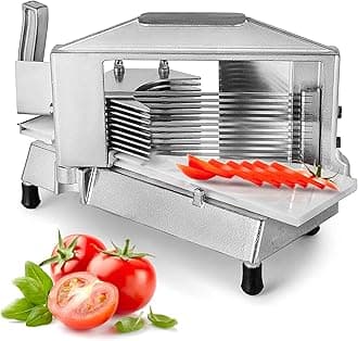 VEVOR Commercial Tomato Slicer 1/4" Heavy Duty Cutter with Built-in Cutting Board for Restaurant or Home Use