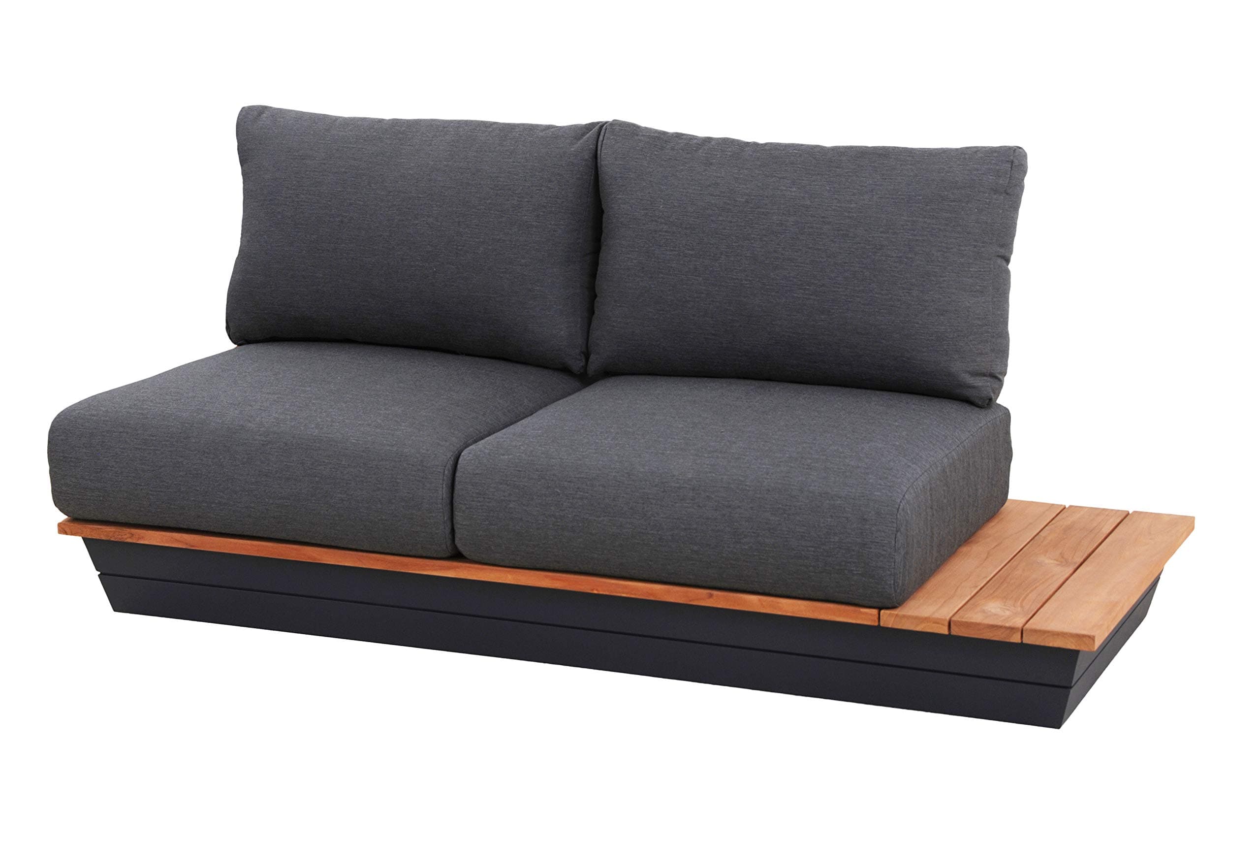 SUNS Java Luxury Outdoor Aluminium Teak Two Seater Sofa, Matt Grey and Natural, Extra Large, Seats