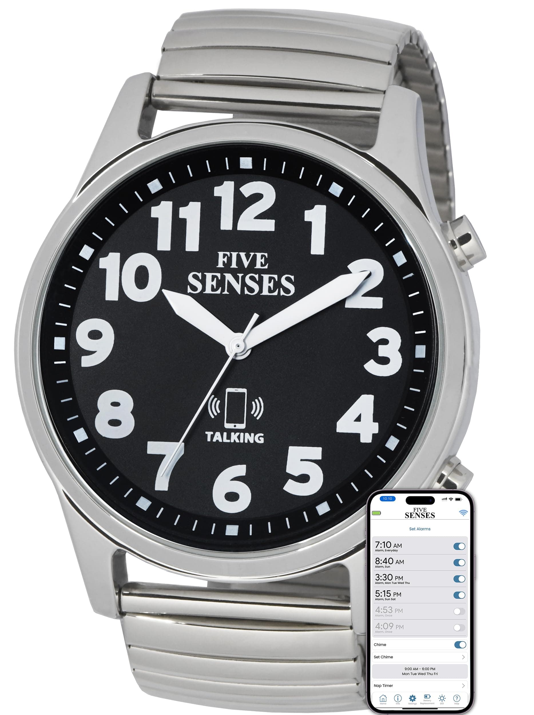 Jumble Smart Atomic Talking Watch with Voice Reminders and App Control for Seniors and Visually Impaired - A Great Gift for Blind Men and Women. A Talking Watches for The Blind, black,