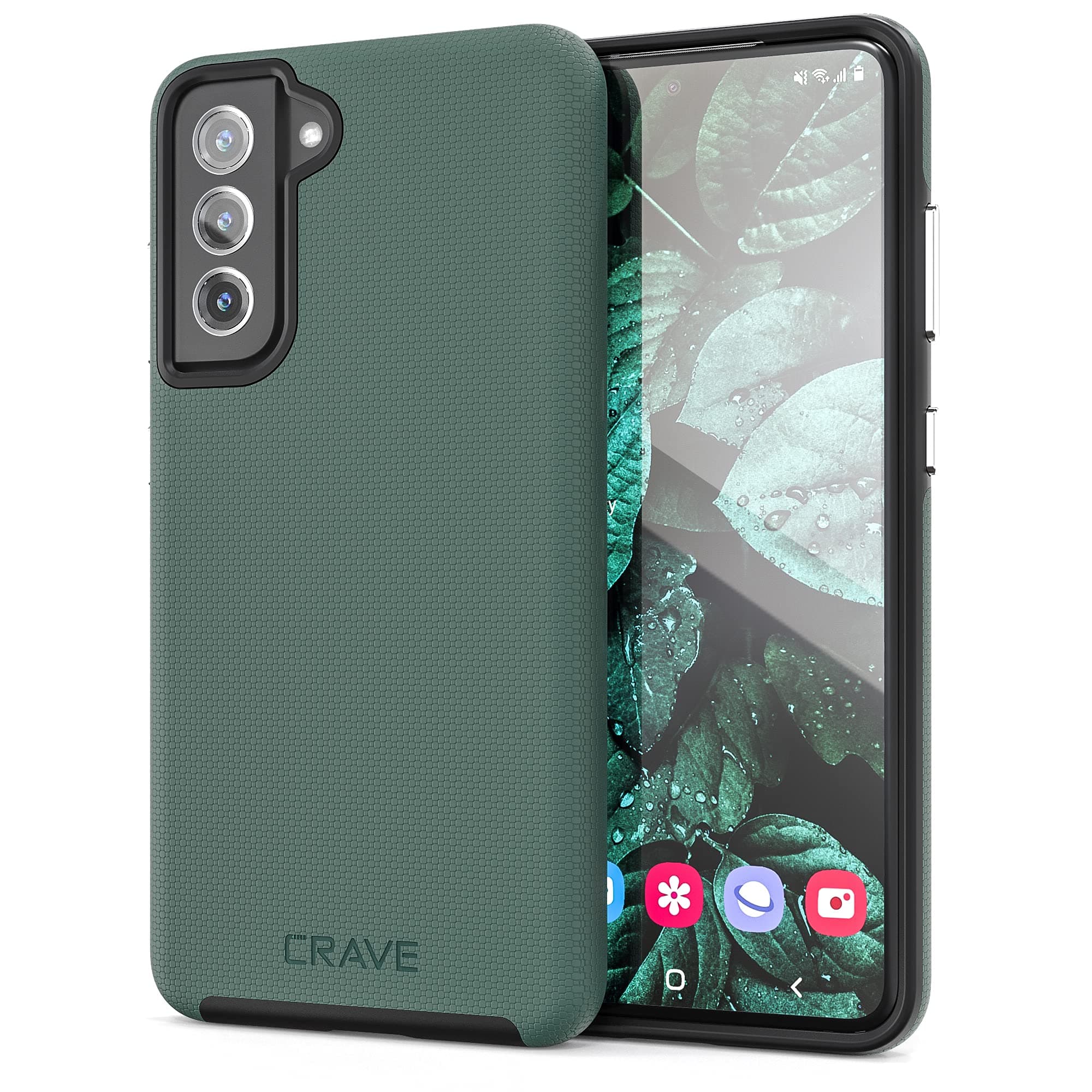 Crave for Galaxy S21 FE Case, Shockproof Protection Dual Layer for Samsung Galaxy S21 FE 5G (6.4 inch) - Forest Green
