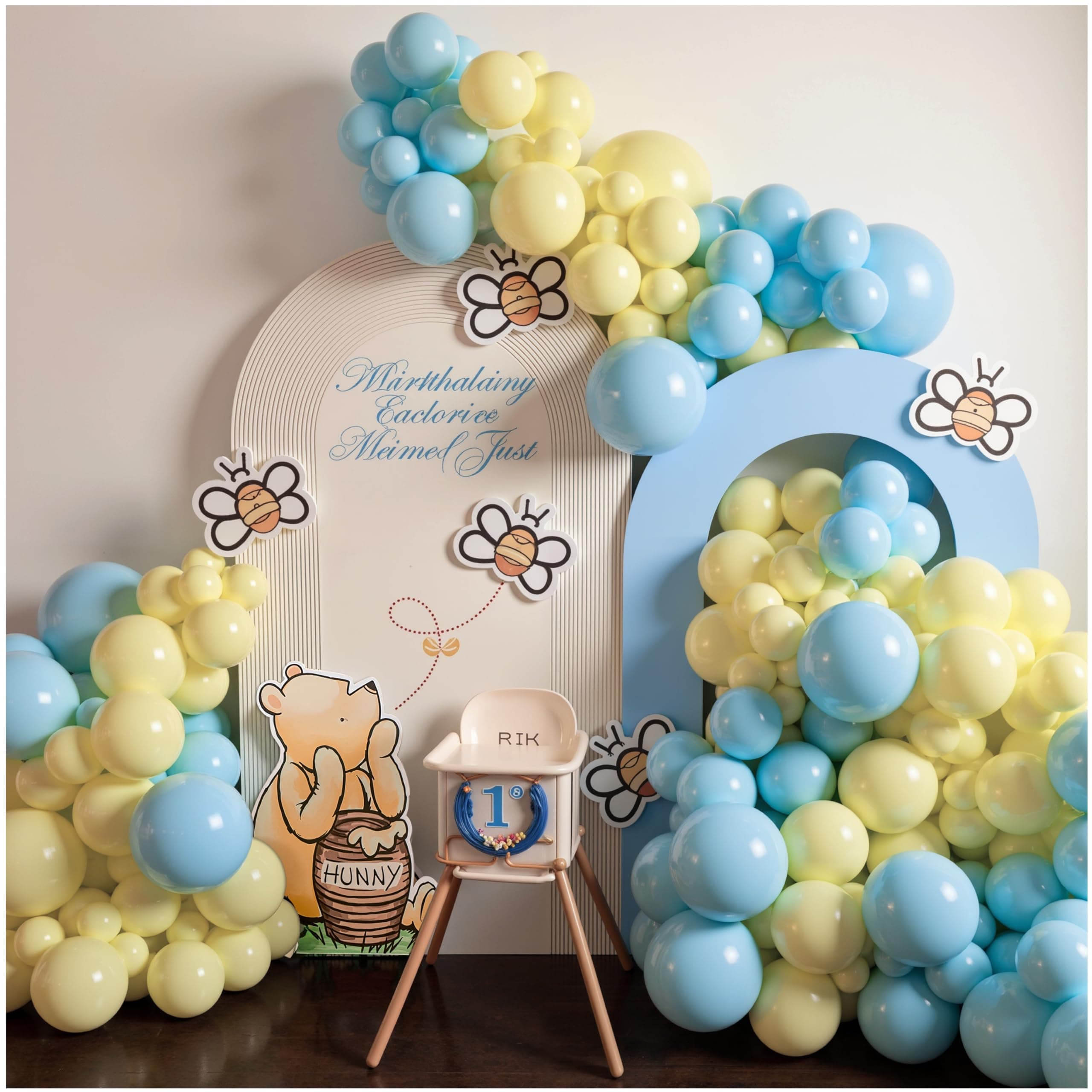Pastel Balloon Garland Arch Kit with 100 pcs Blue and Yellow Balloons, DIY Balloon Bouquet Kit for Baby Shower, Wedding Bachelorette Birthday Party, Balloon Decorations
