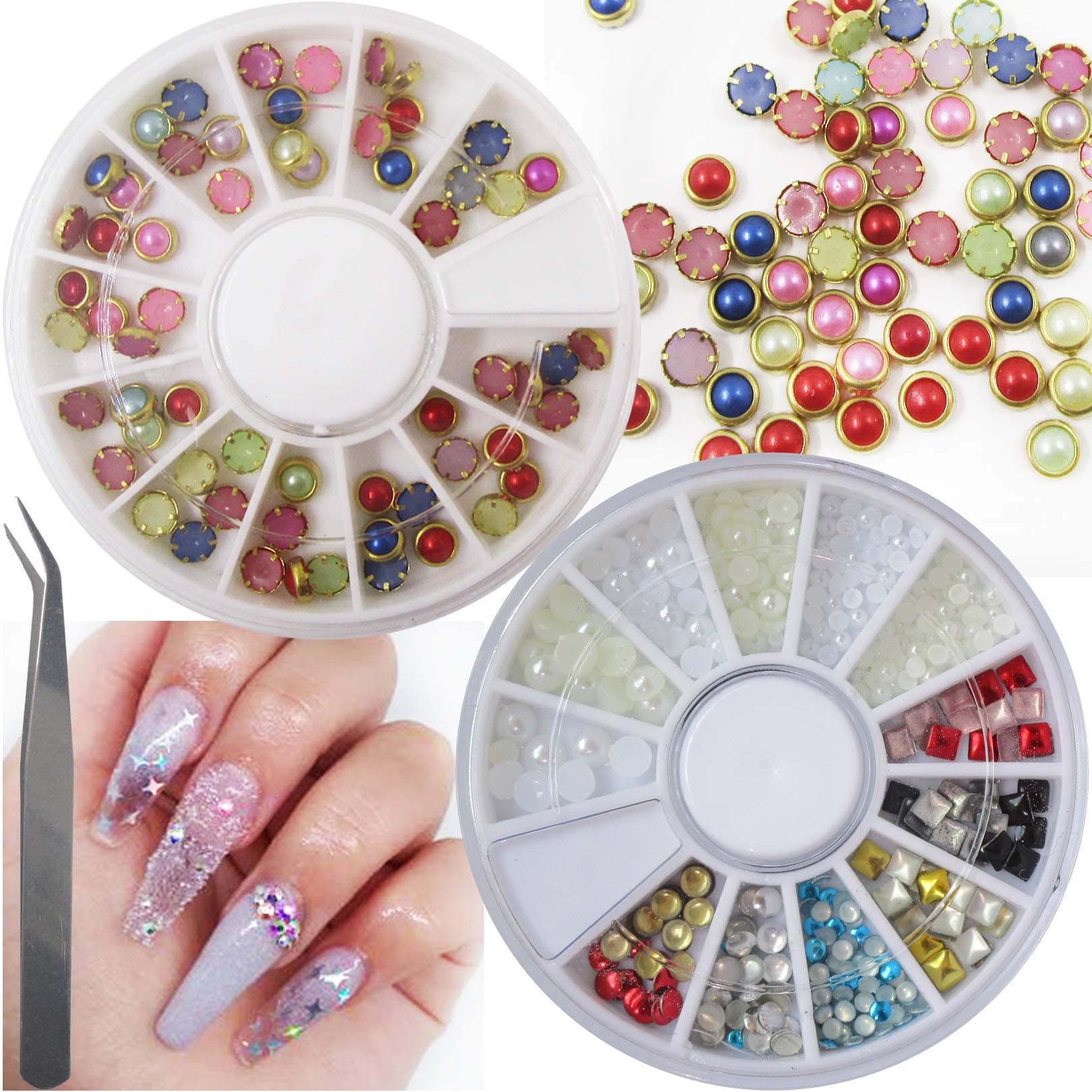Mixed Color/Size Imitation Half Round Pearl Beads Flat Back Acrylic Nail Decorations Manicure Designs DIY Pearls Jewelry Accessory