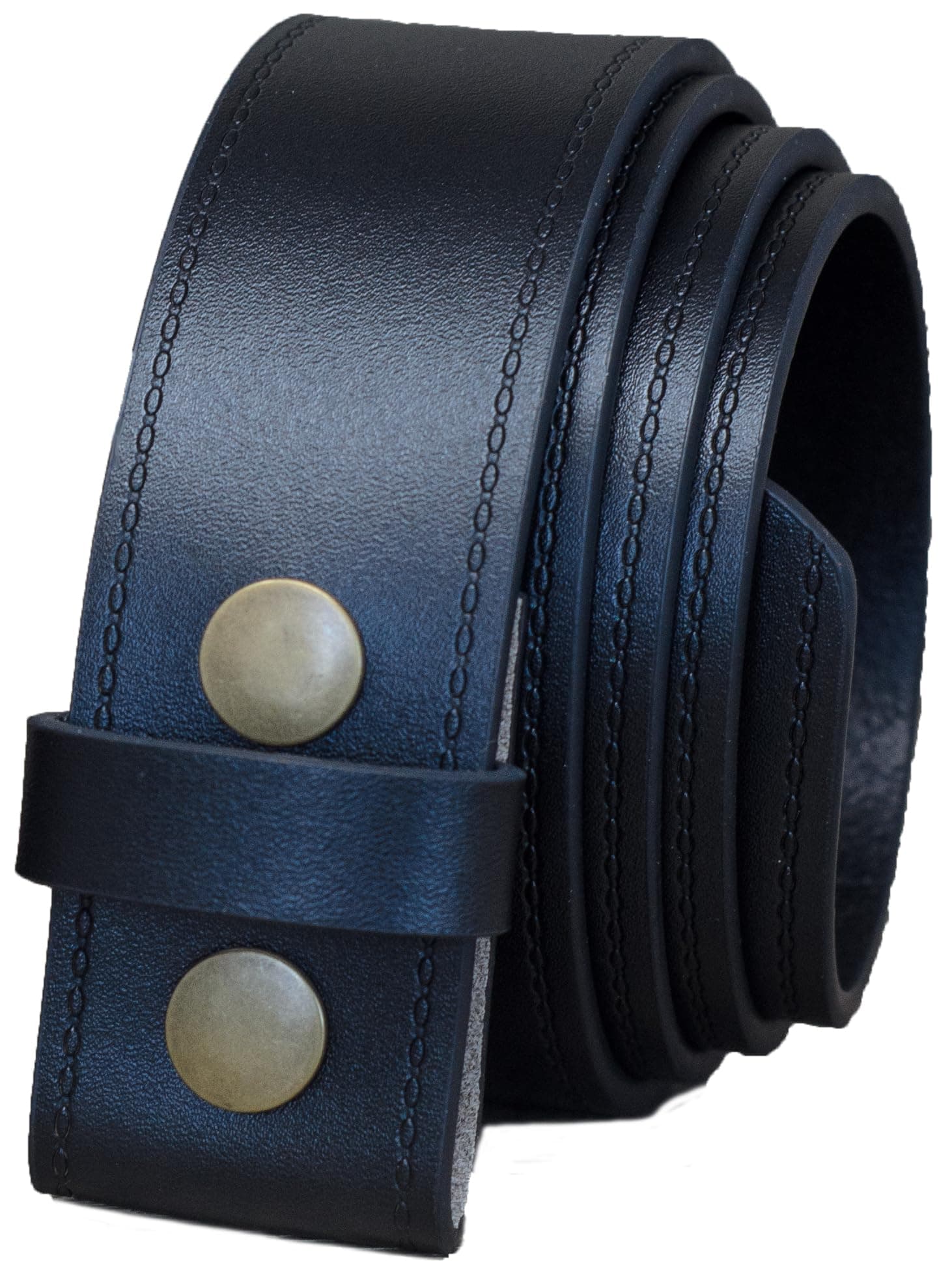 Real Leather Press Stud Snap On Belt 40mm Wide Black or Brown