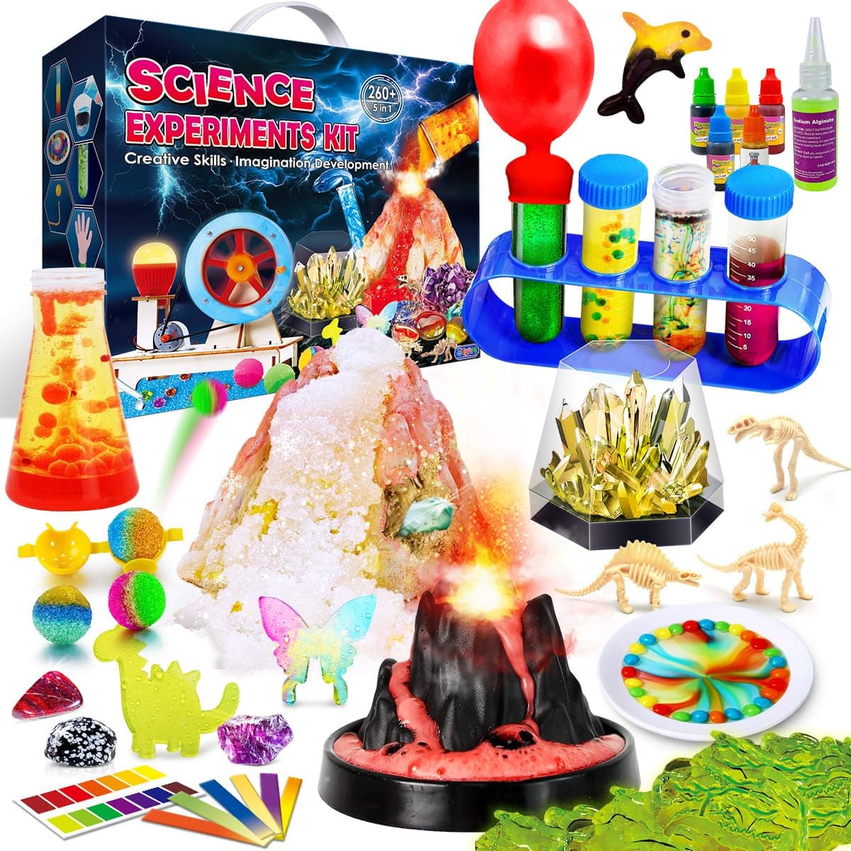 UNGLINGA 260+ Experiments Science Kits for Kids, S.T.E.M Learning Chemistry Set, Birthday Toys Gifts Idea for Boys Girls, Gemstone Volcano, Earth, Educational Science Tools
