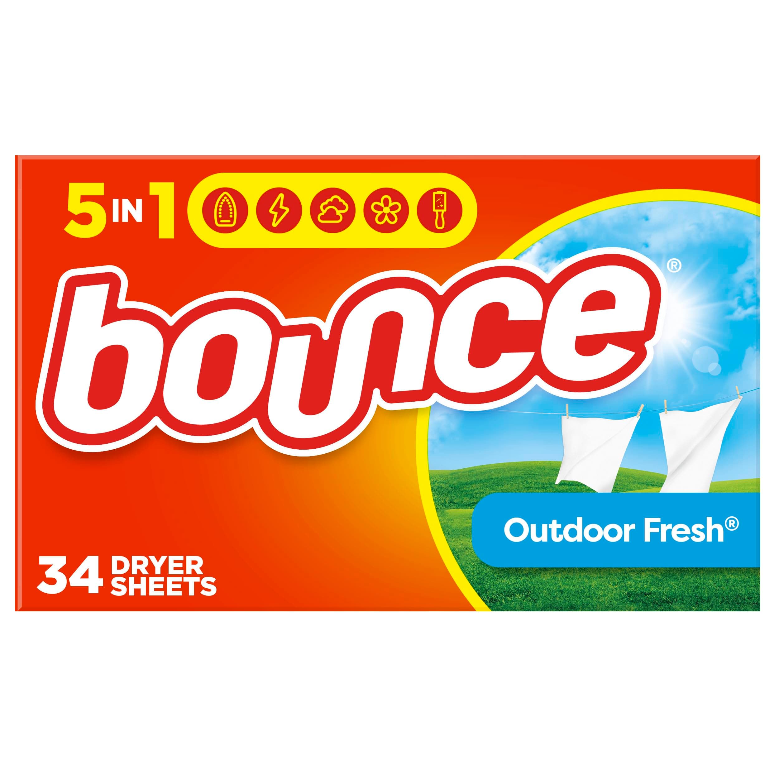 Outdoor Fresh Fabric Softener Sheets, 34 sheets by Bounce