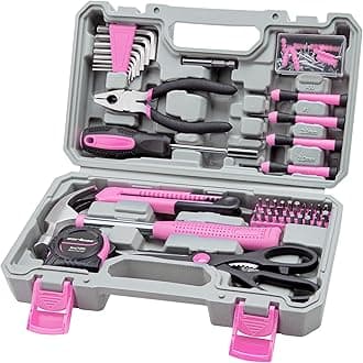 CARTMAN Home Tool Set Kit, Basic Household Hand Tools with Storage Case Light Pink
