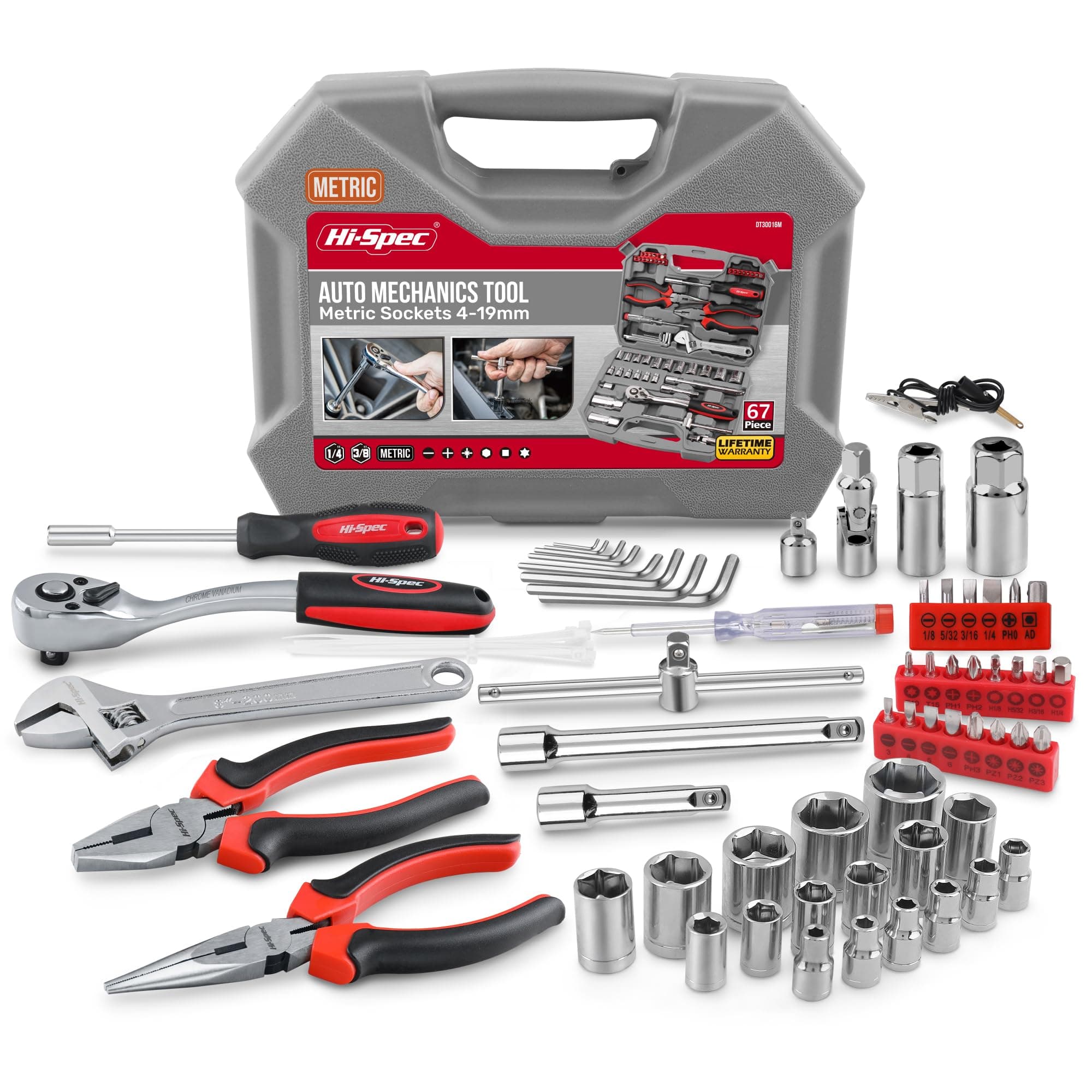 Hi-Spec 67-Piece Auto Mechanics Tool Set for Car Repair, Vehicle Maintenance and DIY Use